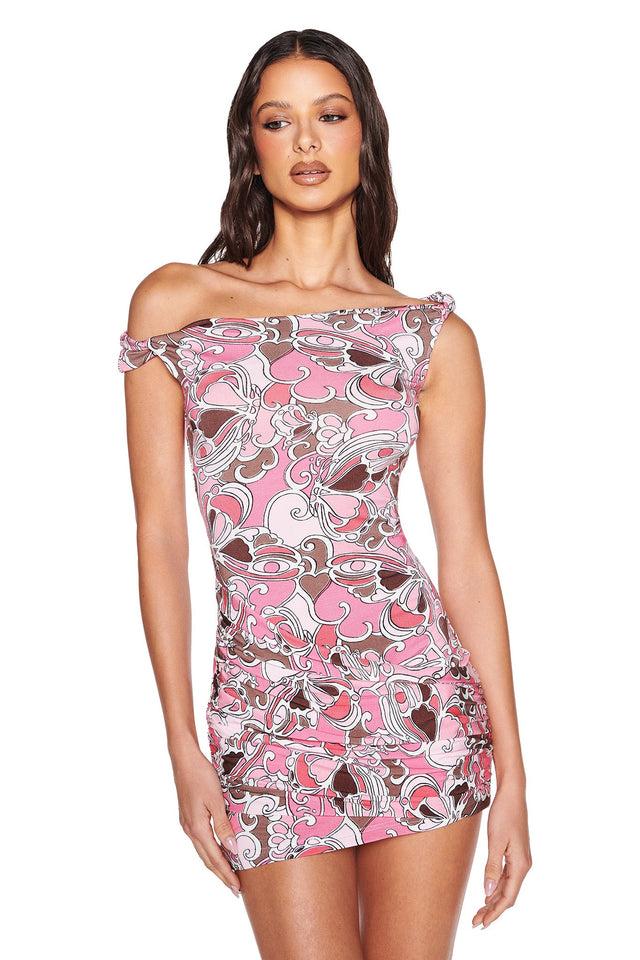 CORRINE MINI DRESS - PINK BUTTERFLY BLOOM Product Image