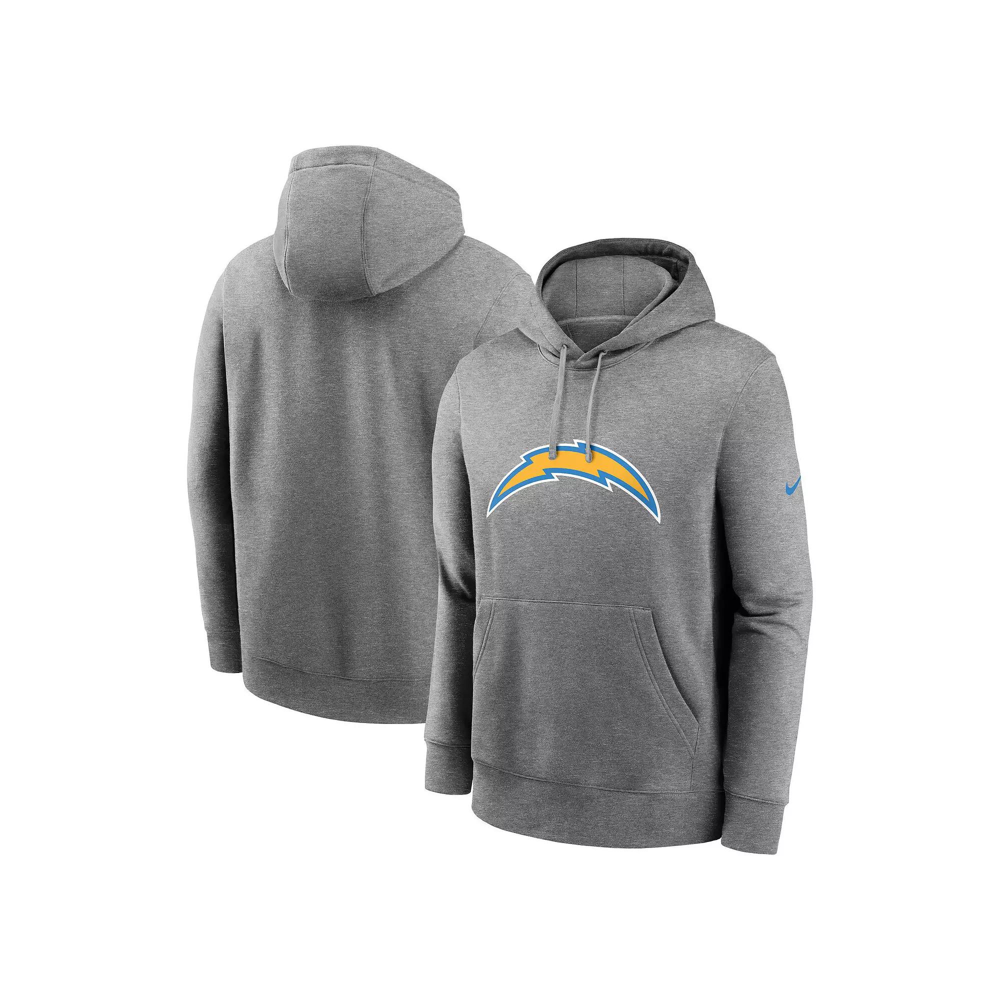 Men's Nike Heather Gray Los Angeles Chargers Club Logo Pullover Hoodie,  Product Image