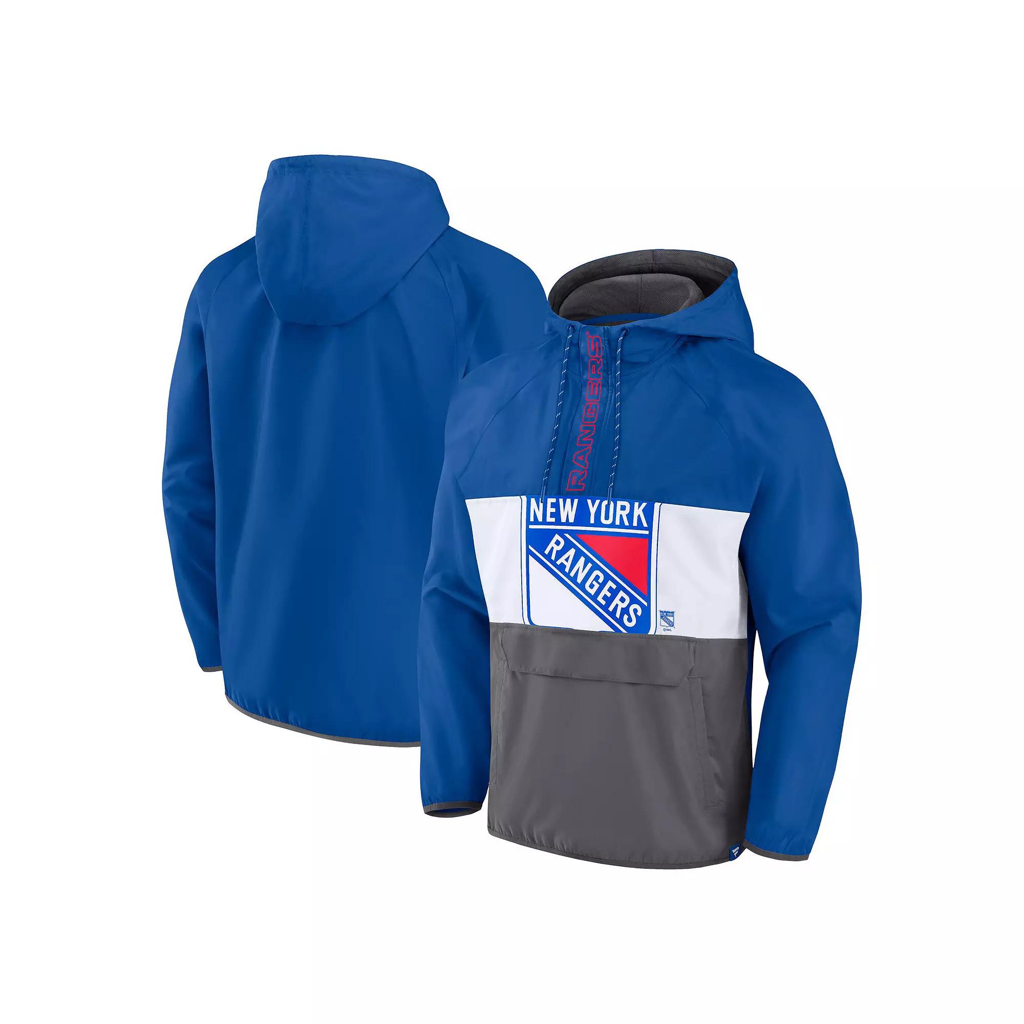 Men's Fanatics Branded Blue/Gray Dallas Mavericks Anorak Flagrant Foul Color-Block Raglan Hoodie Half-Zip Jacket,  Product Image