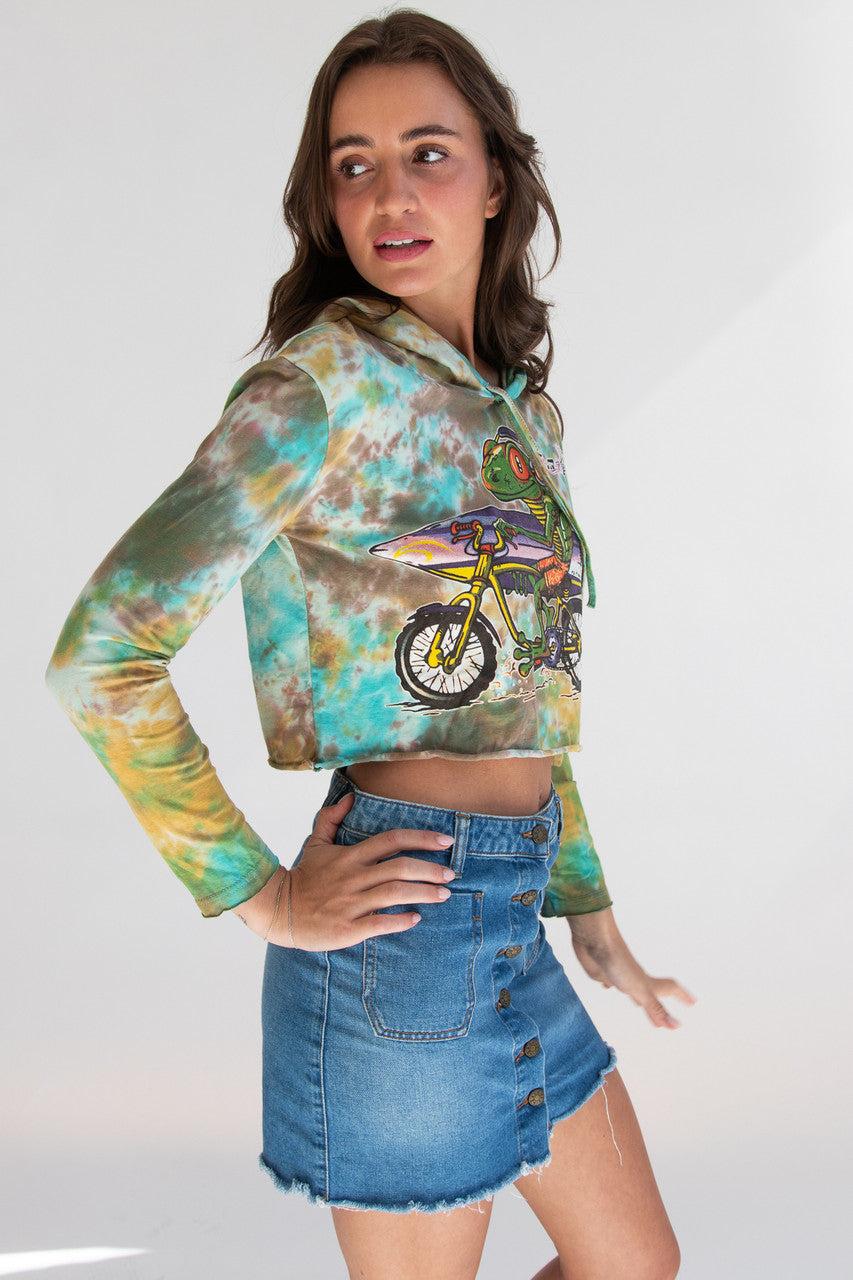 Cool Lizard Dude Tie Dye Cropped Hoodie Product Image