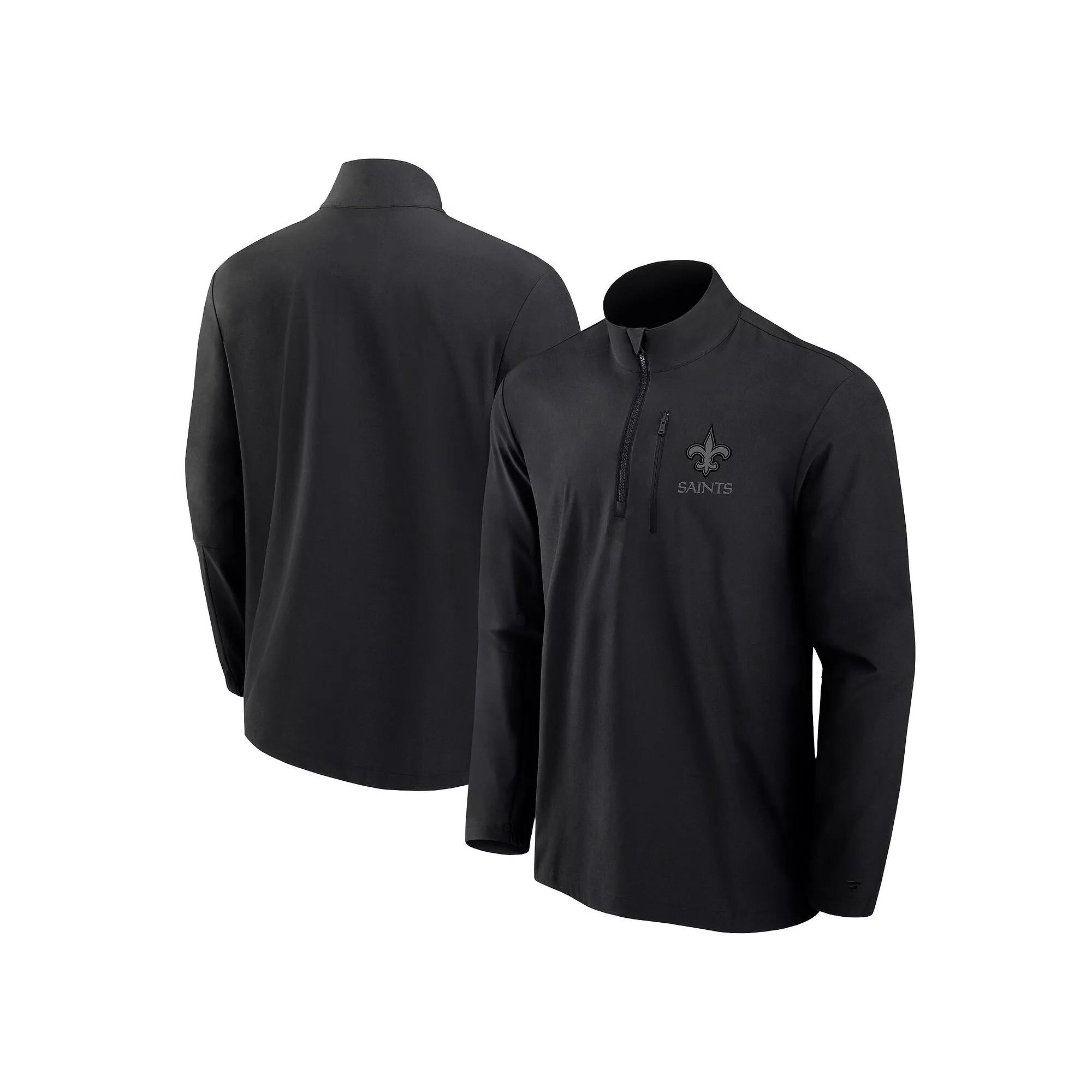 Men's Fanatics Black New Orleans Saints Front Office Woven Quarter-Zip Jacket,  Product Image