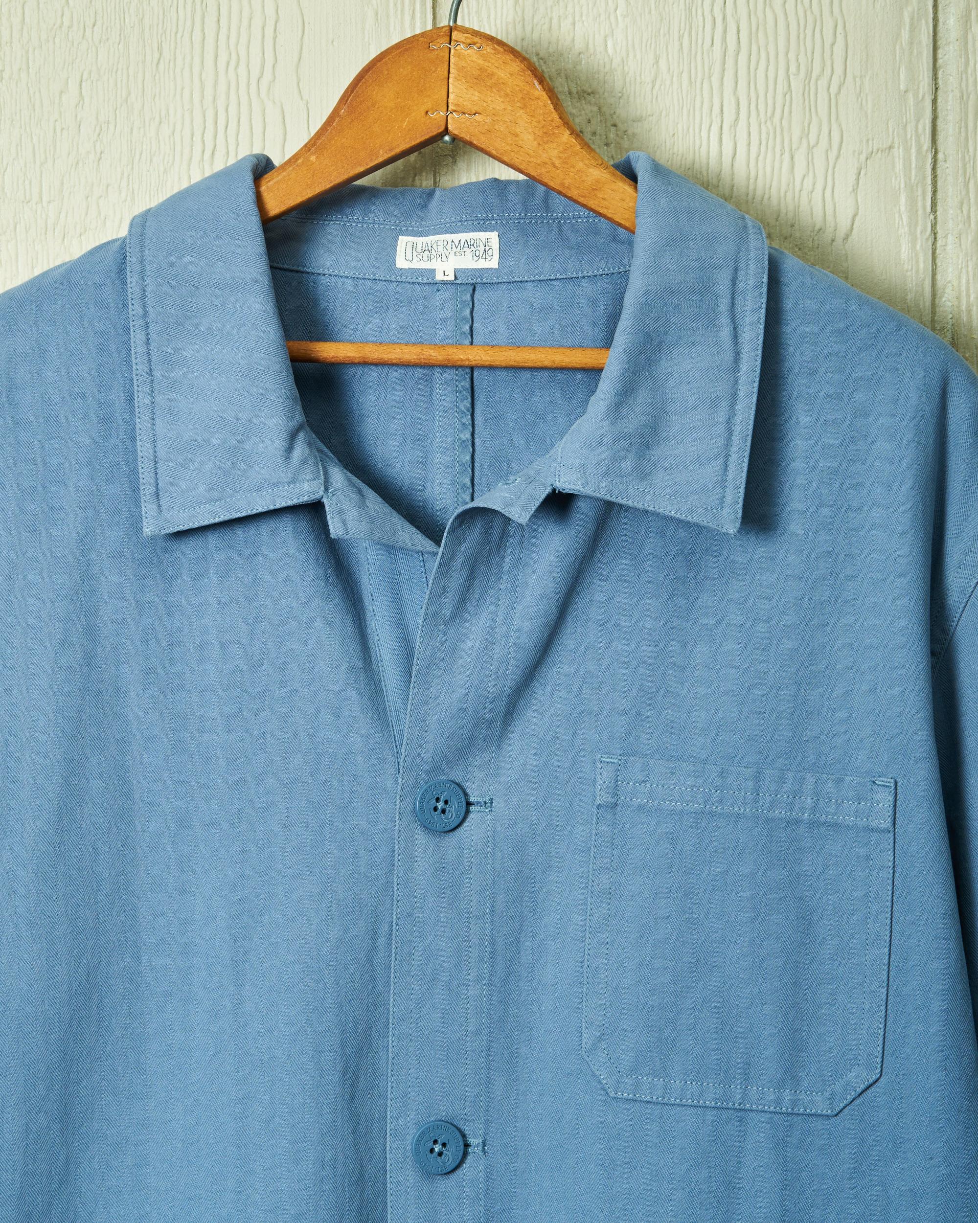 French Workman’s Jacket in Atlantic Blue Herringbone Product Image