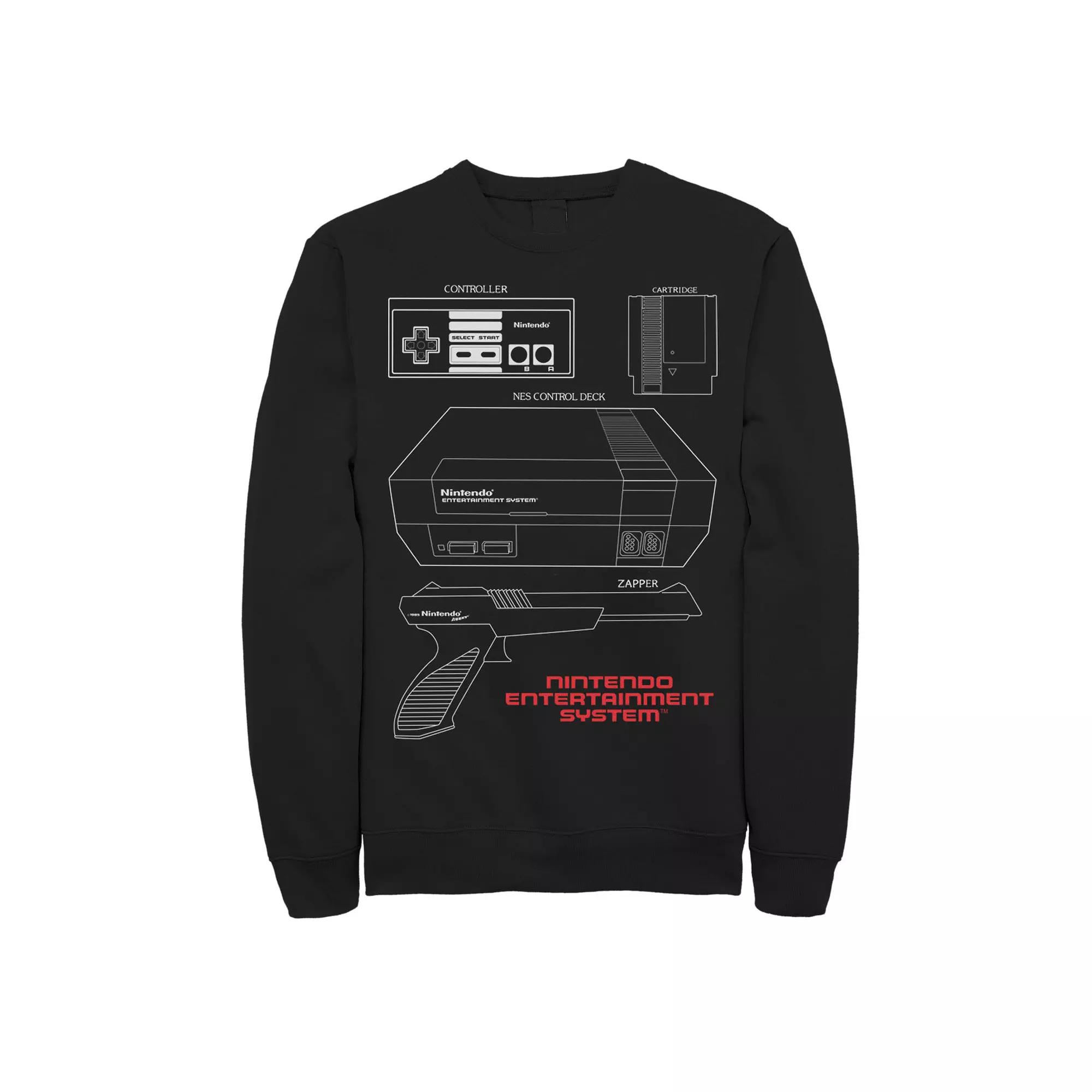 Men's Nintendo System Essentials Outline Poster Sweatshirt,  Product Image