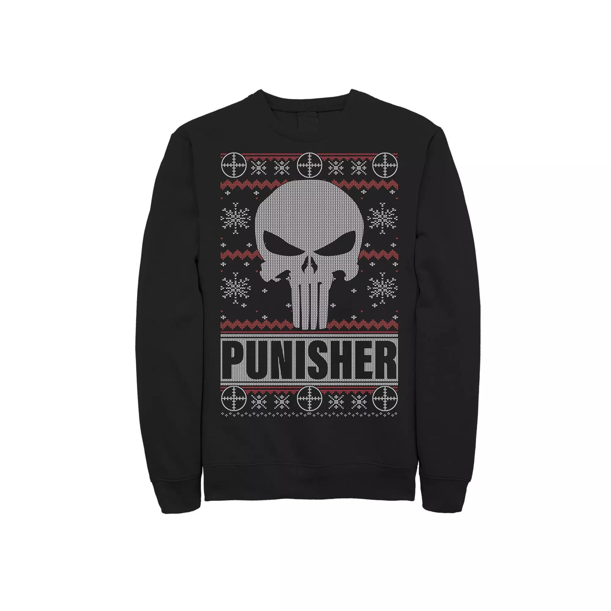 Men's Marvel Punisher Skull Christmas Sweatshirt,  Product Image