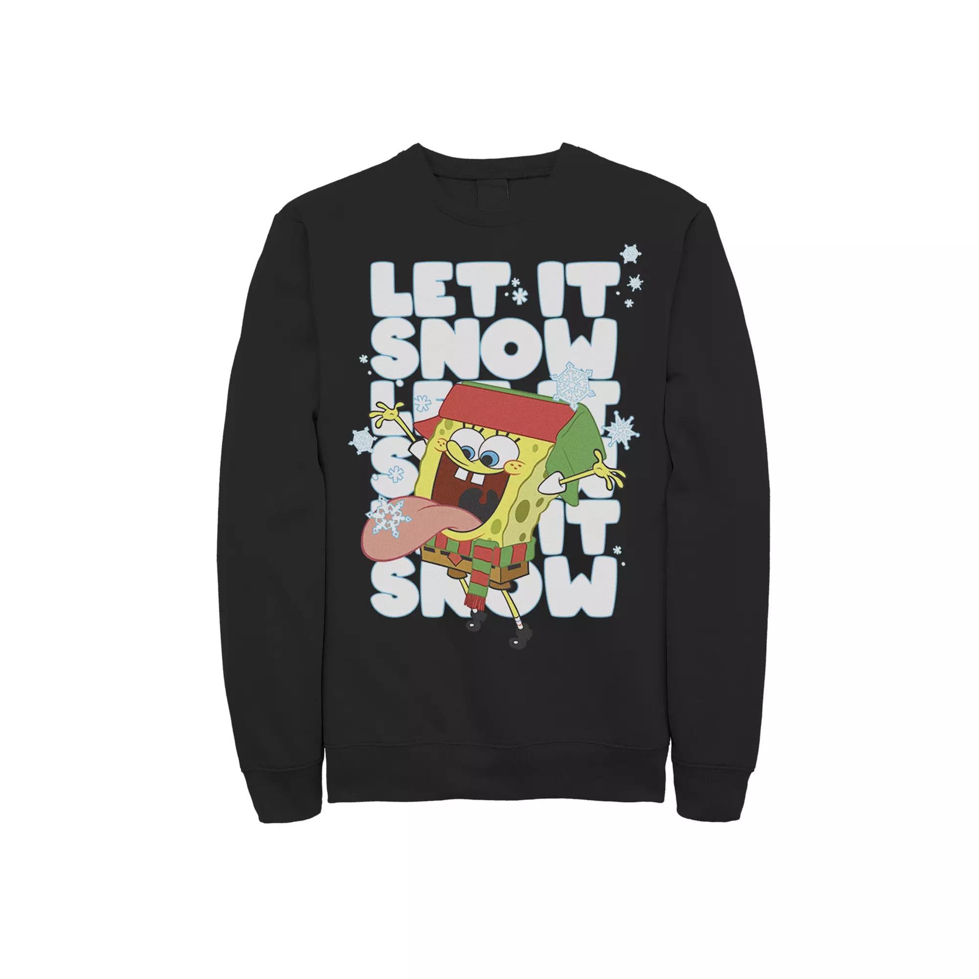 Men's Nickelodeon Spongebob Squarepants Let It Snow Let It Snow Let It Snow Graphic Fleece Pullover,  Product Image