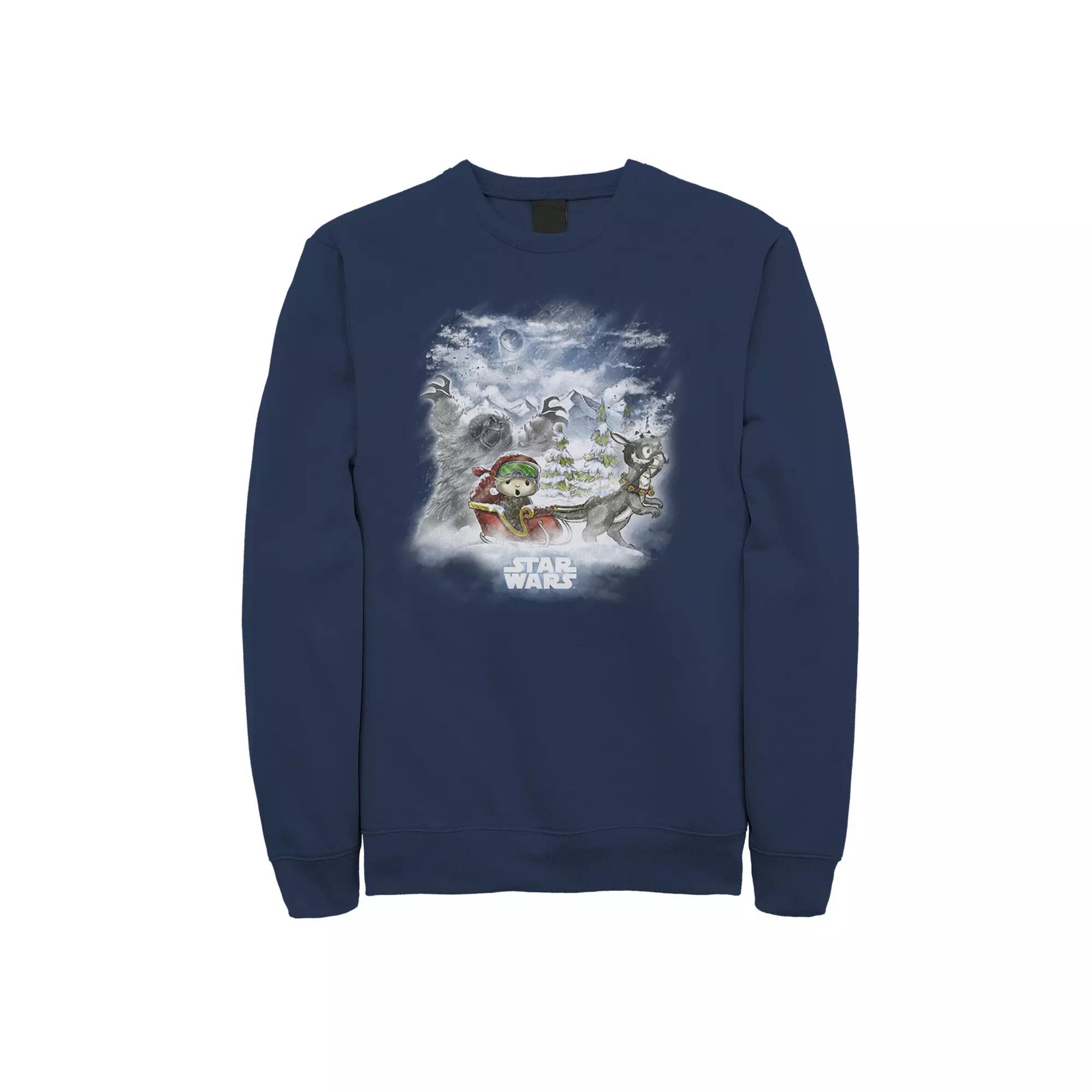 Men's Star Wars Luke's Holiday Cartoon Sweatshirt, Size: XXL, Blue Product Image