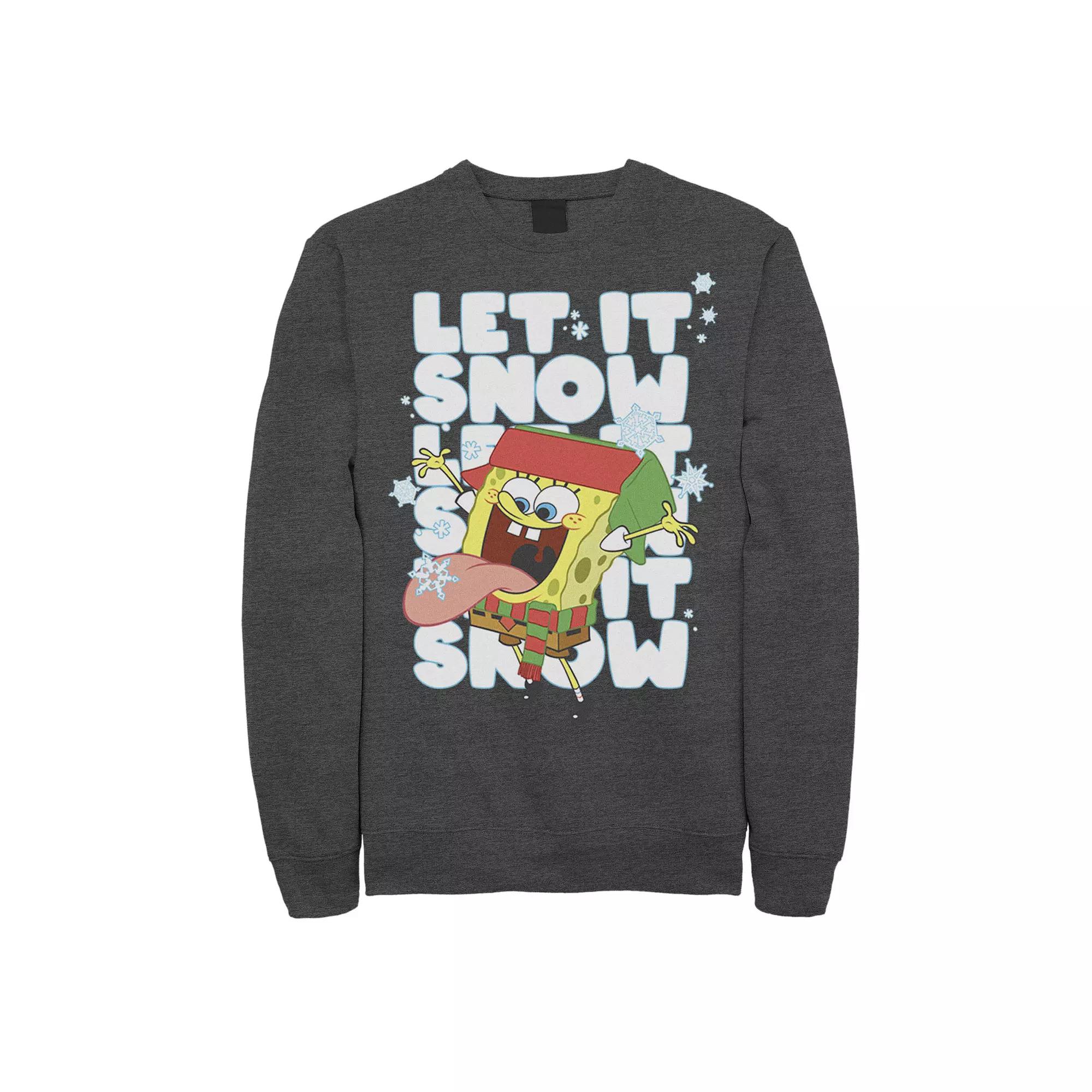 Men's Nickelodeon Spongebob Squarepants Let It Snow Let It Snow Let It Snow Graphic Fleece Pullover,  Product Image