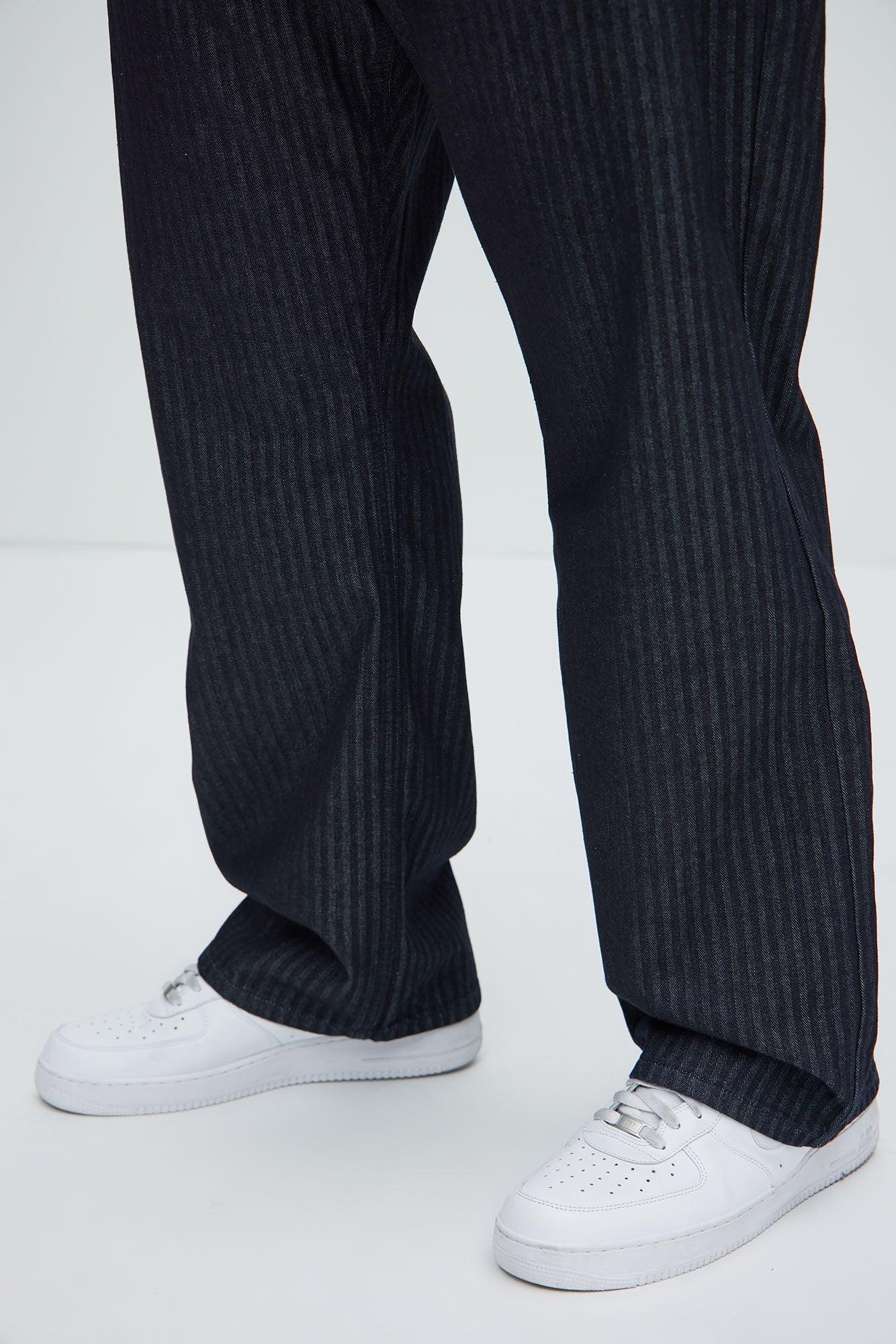 Herringbone Denim Straight Jeans - Indigo Product Image