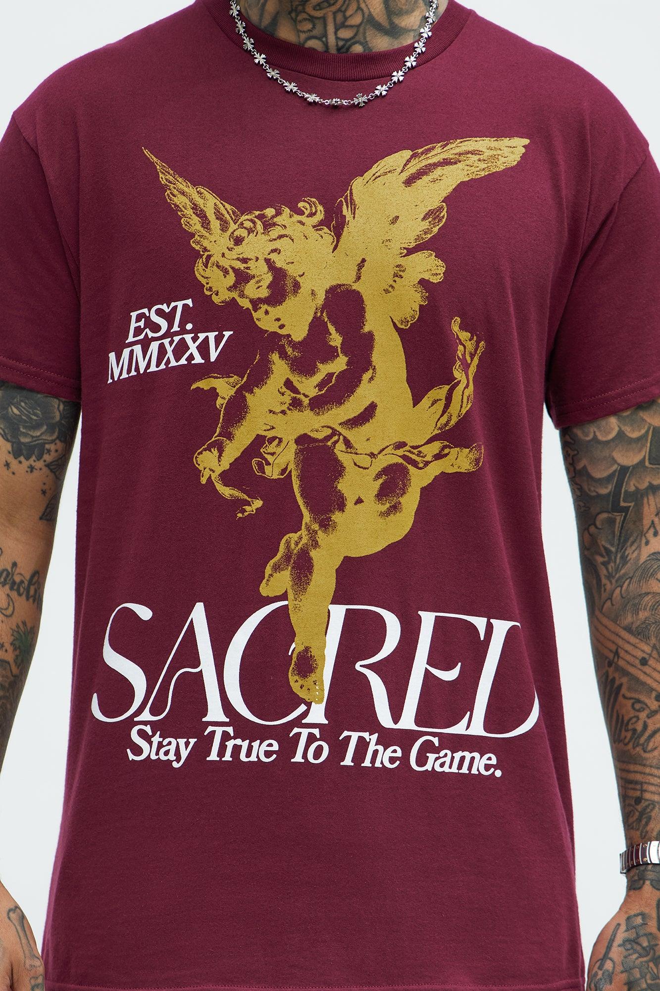 Sacred Angel Short Sleeve Tee - Burgundy Product Image