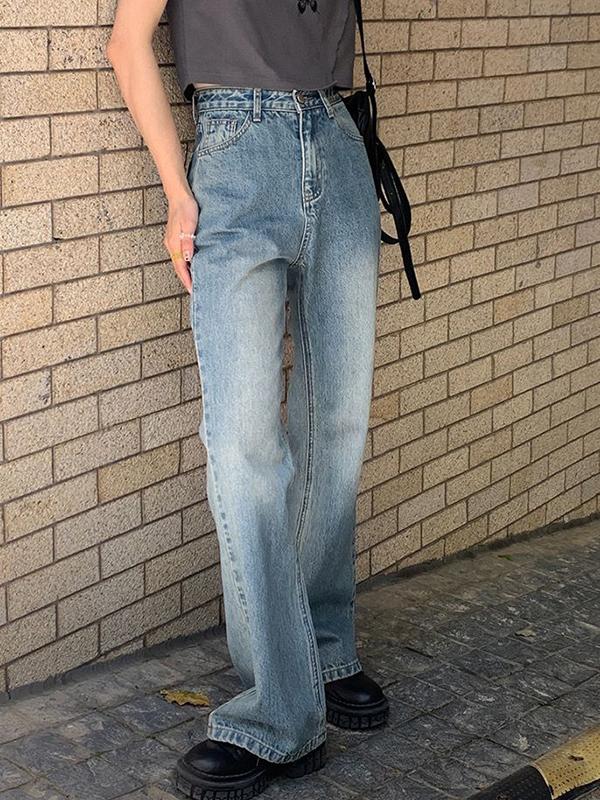 Light Blue Wash High Rise Boyfriend Jeans Product Image