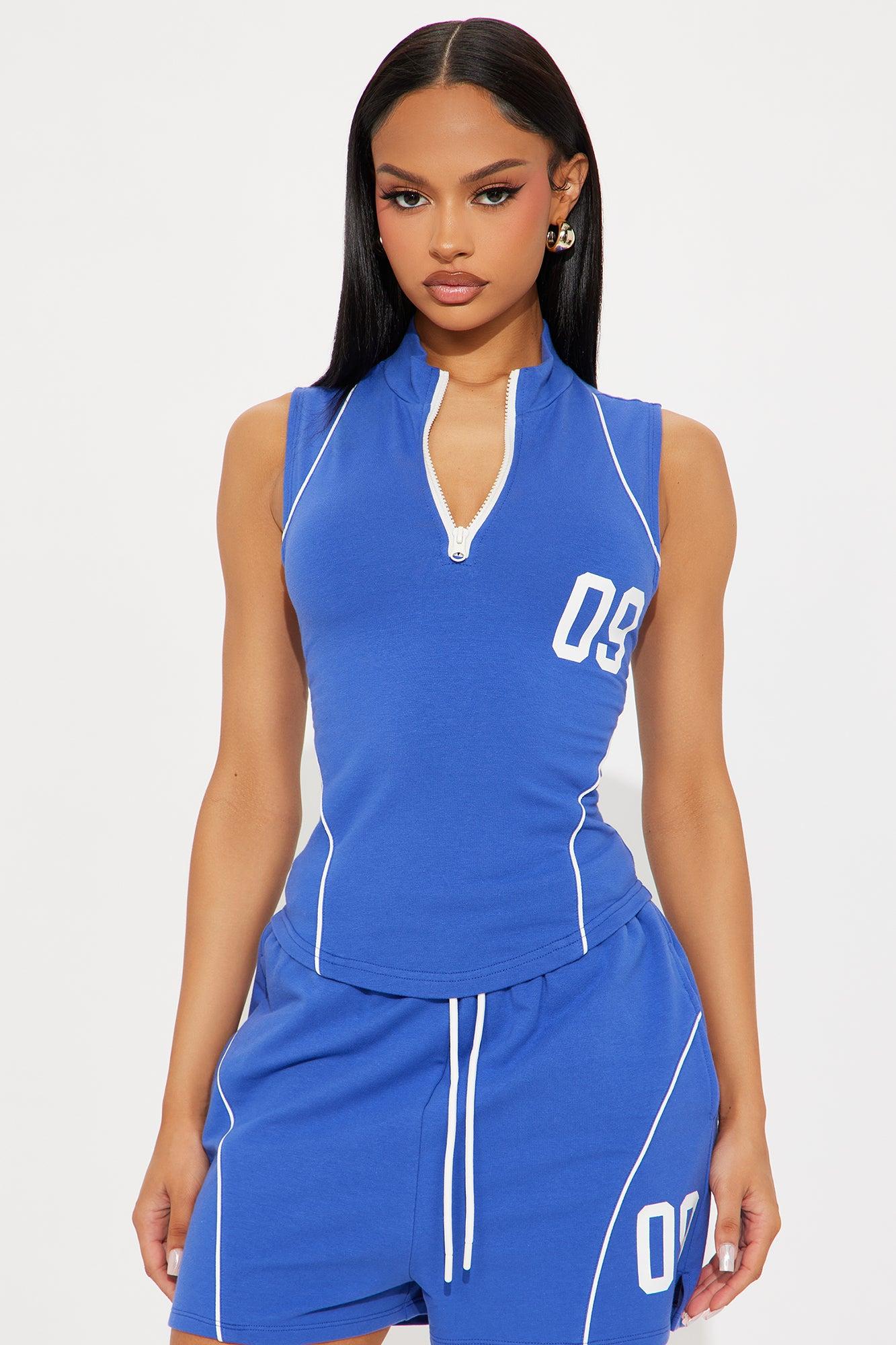 09 Varsity Sweatshort Set - Blue Female Product Image
