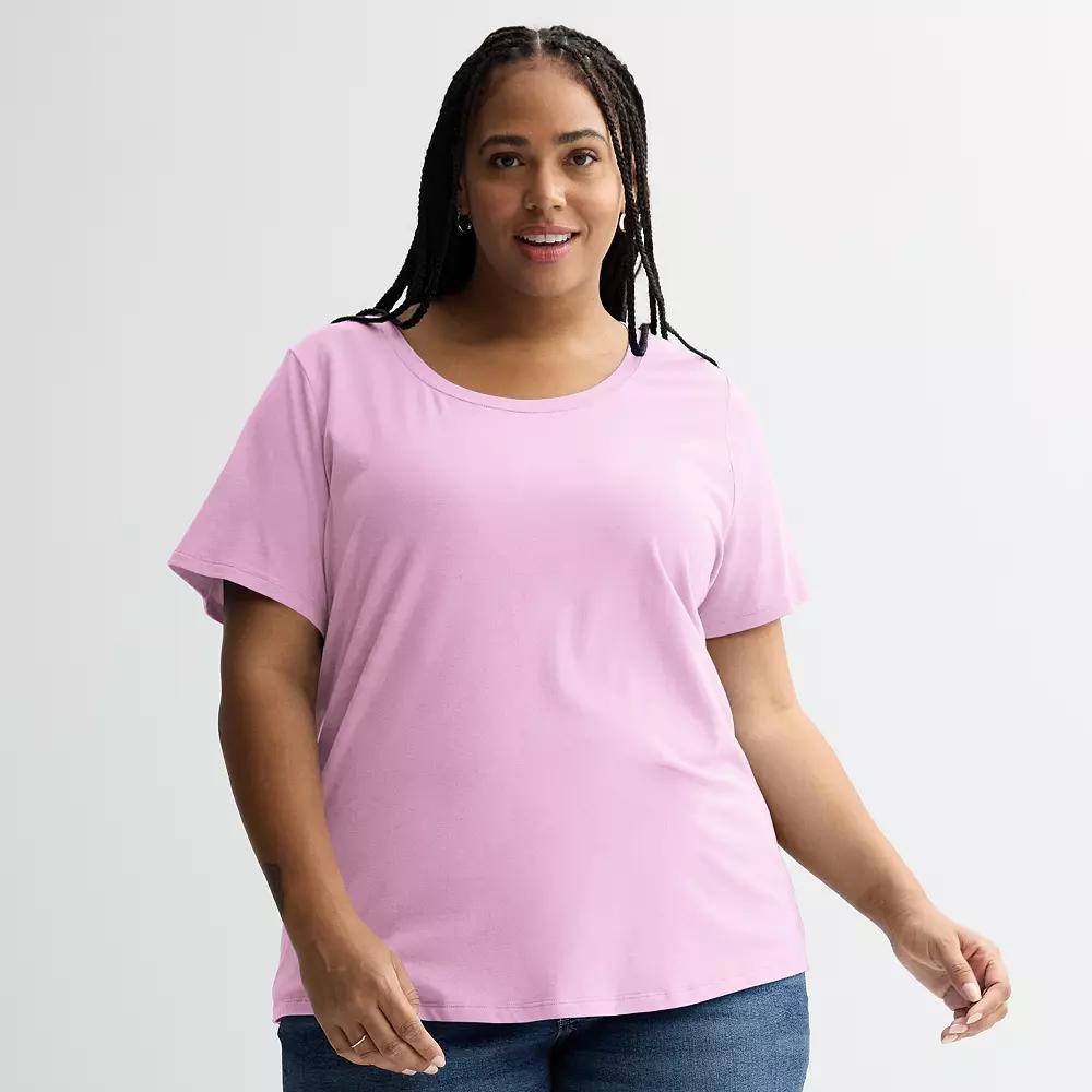 Plus Size Sonoma Goods For Life Relaxed Scoopneck Tee, Womens Botanical Purple Product Image