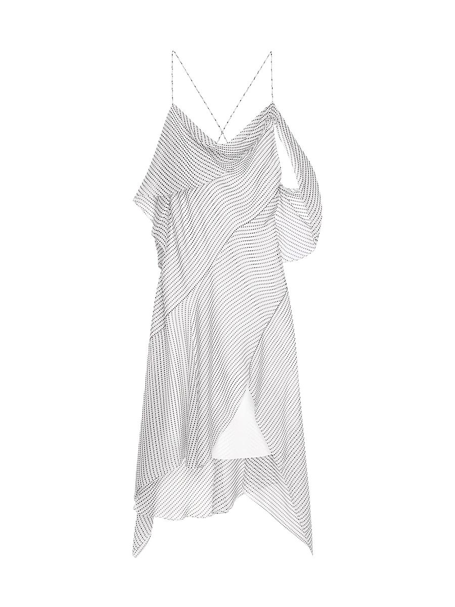 Womens Asymmetric Polka Dots Draped Dress Product Image