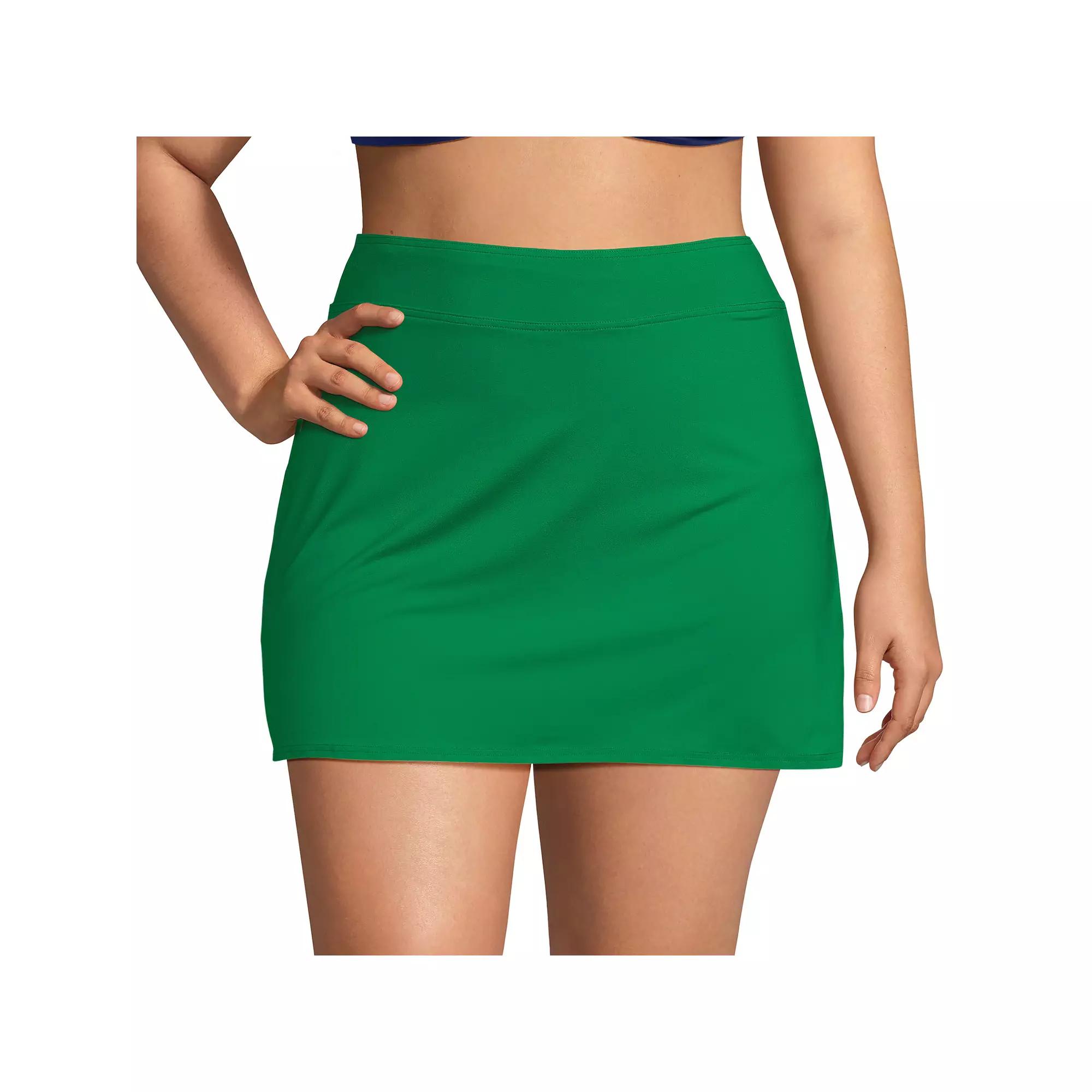 Plus Size Lands End UPF 50 Tummy Slimmer Swim Skirt, Womens Fresh Green Product Image