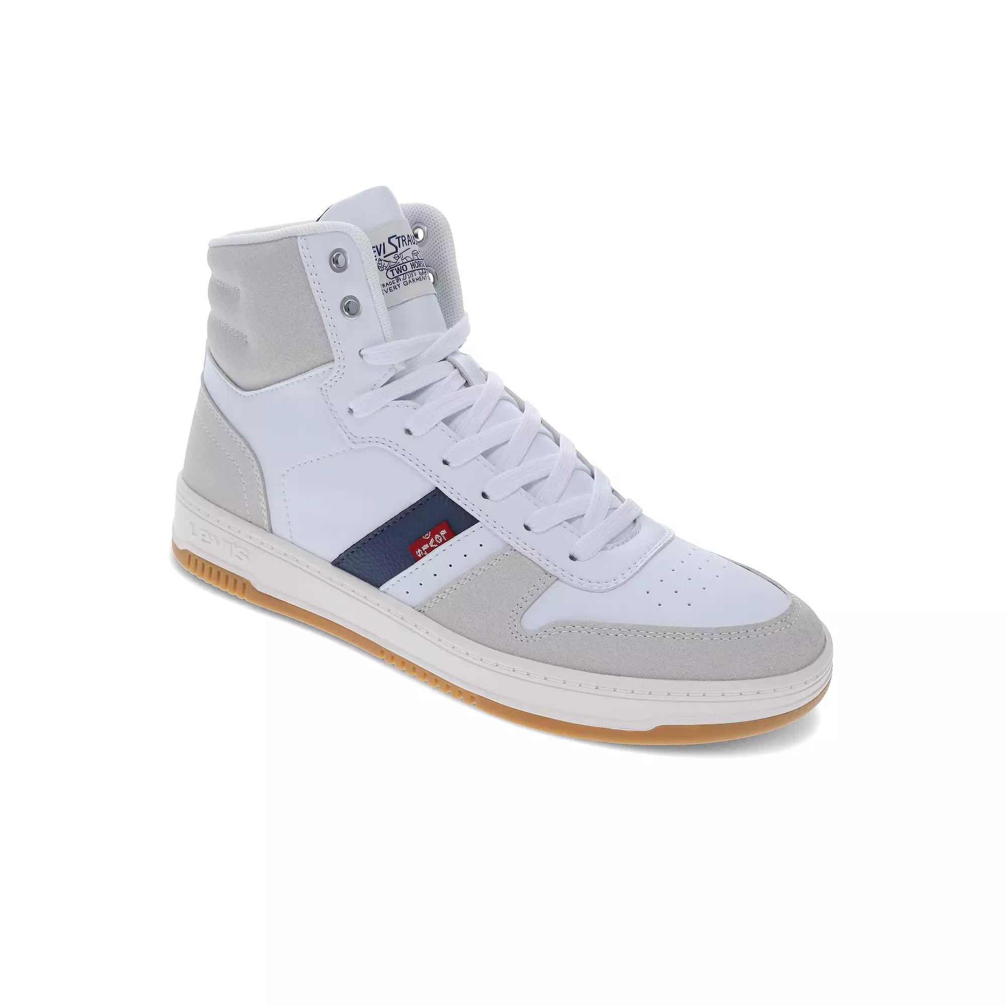 Levis Drive High Top Mens Sneakers White Cappuccino Brown Product Image