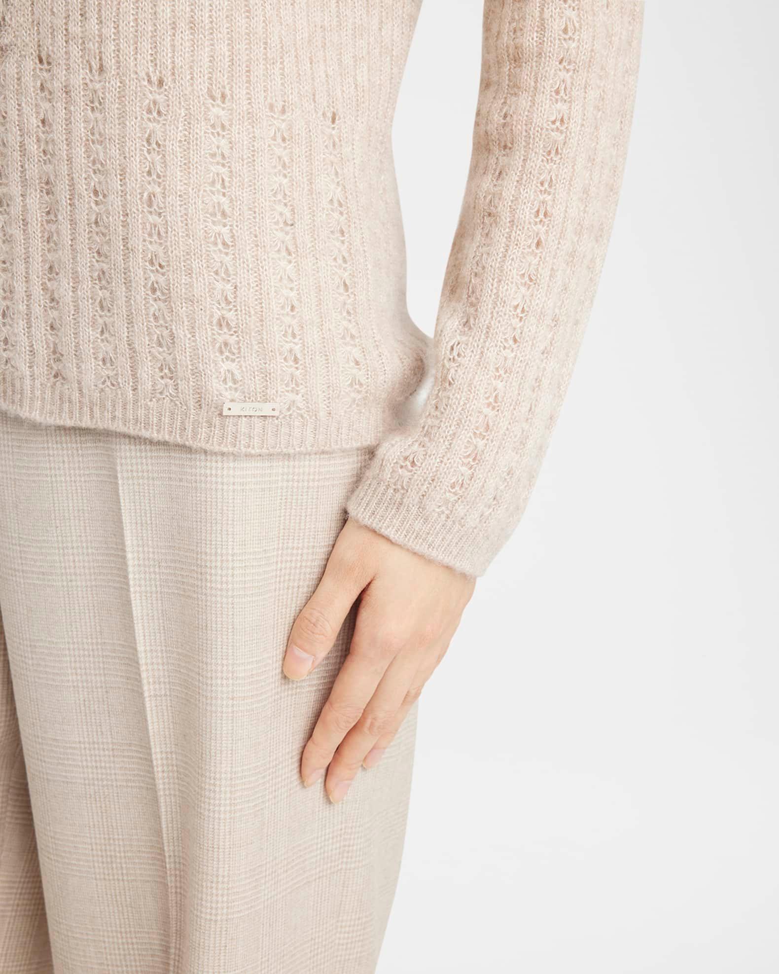 Openwork Cashmere Knit V-Neck Sweater Product Image