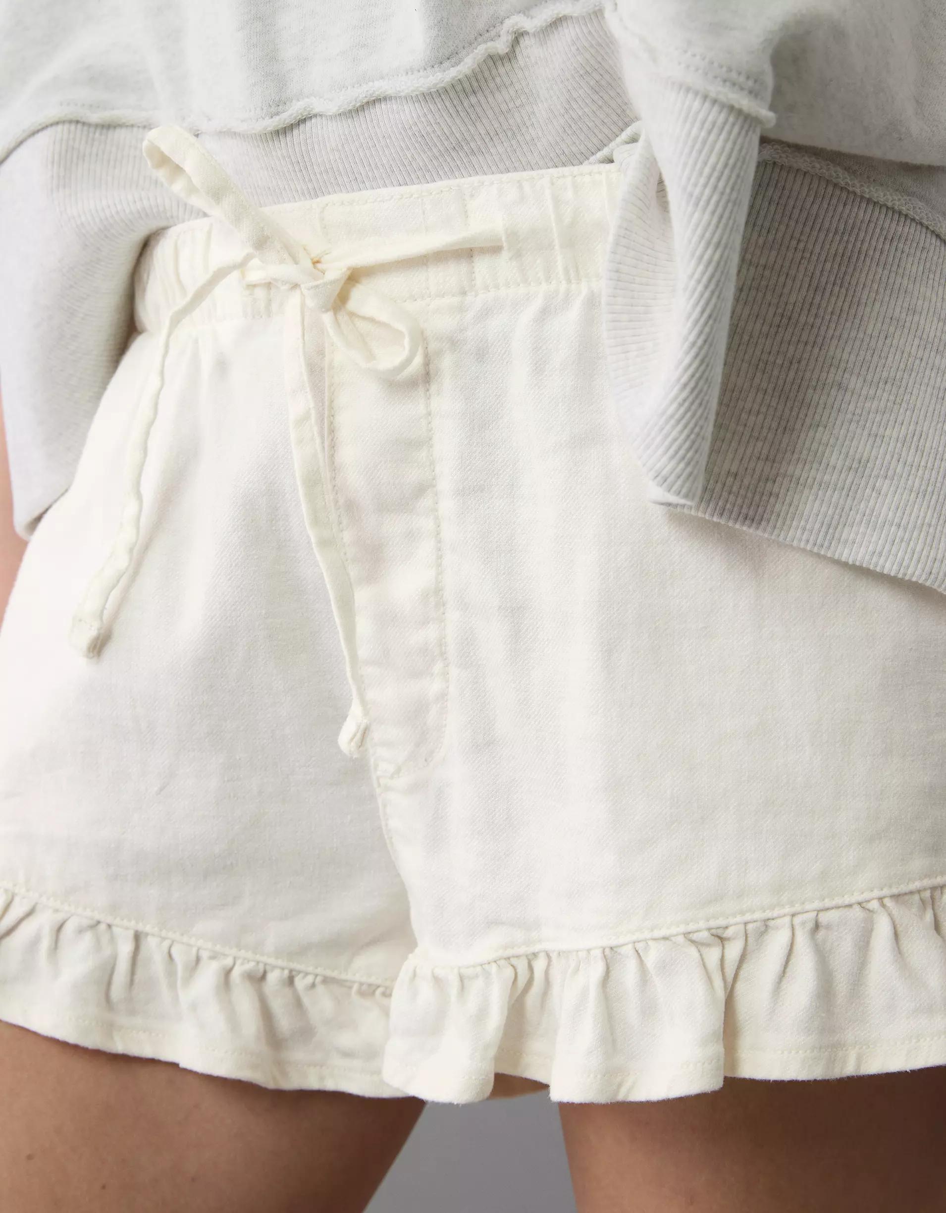 AE Stretch Linen-Blend Ruffle Short Product Image