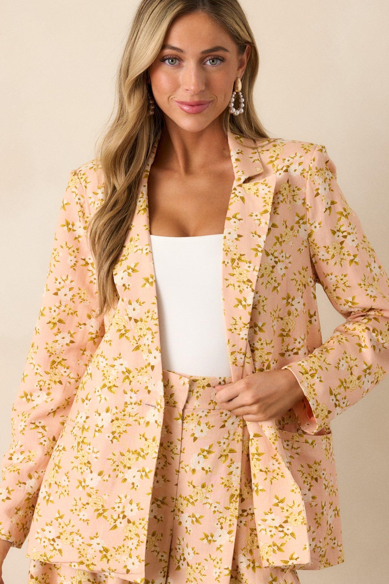 Blossoming Love Pink Floral Blazer Product Image