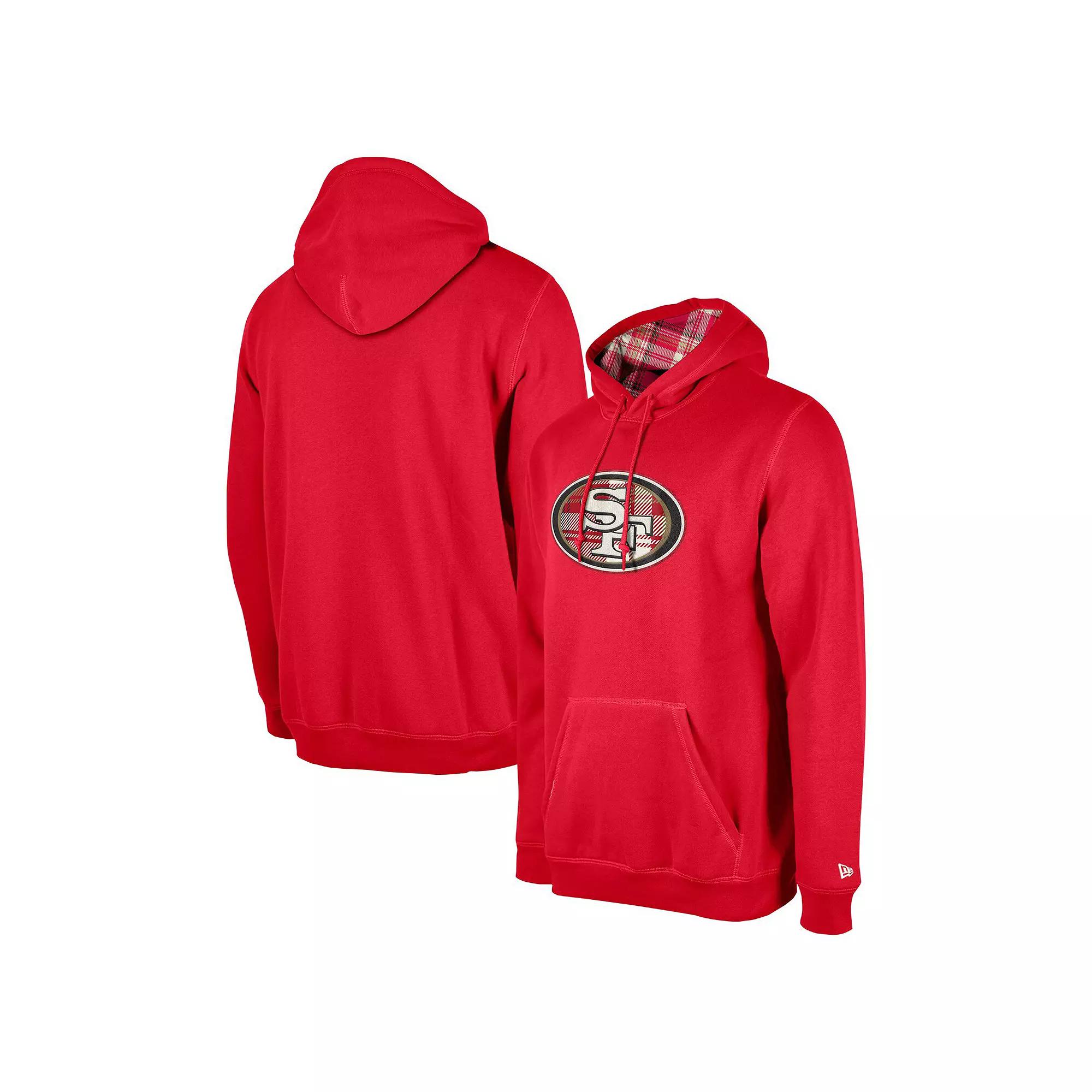 Men's New Era Scarlet San Francisco 49ers 3rd Down Plaid Pullover Hoodie,  Product Image