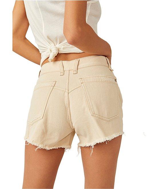 Free People We The Free Now Or Never Mid Rise Raw Hem Denim Shorts Product Image