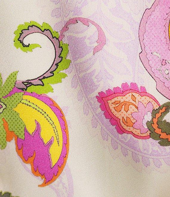 Gianni Bini Jenni Paisley Printed Satin V-Neck Long Sleeve Mini Wrap Dress Product Image