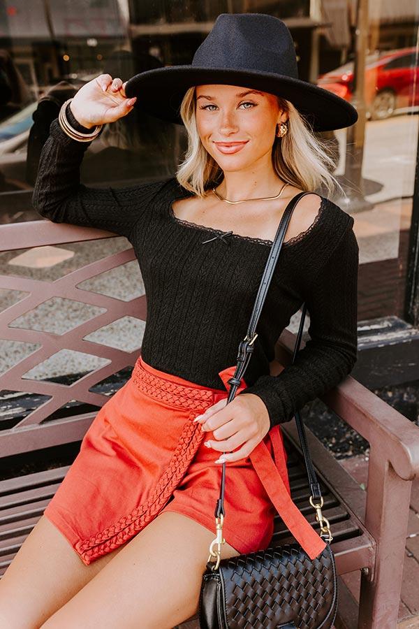 Graceful Smile Pointelle Knit Top in Black Product Image