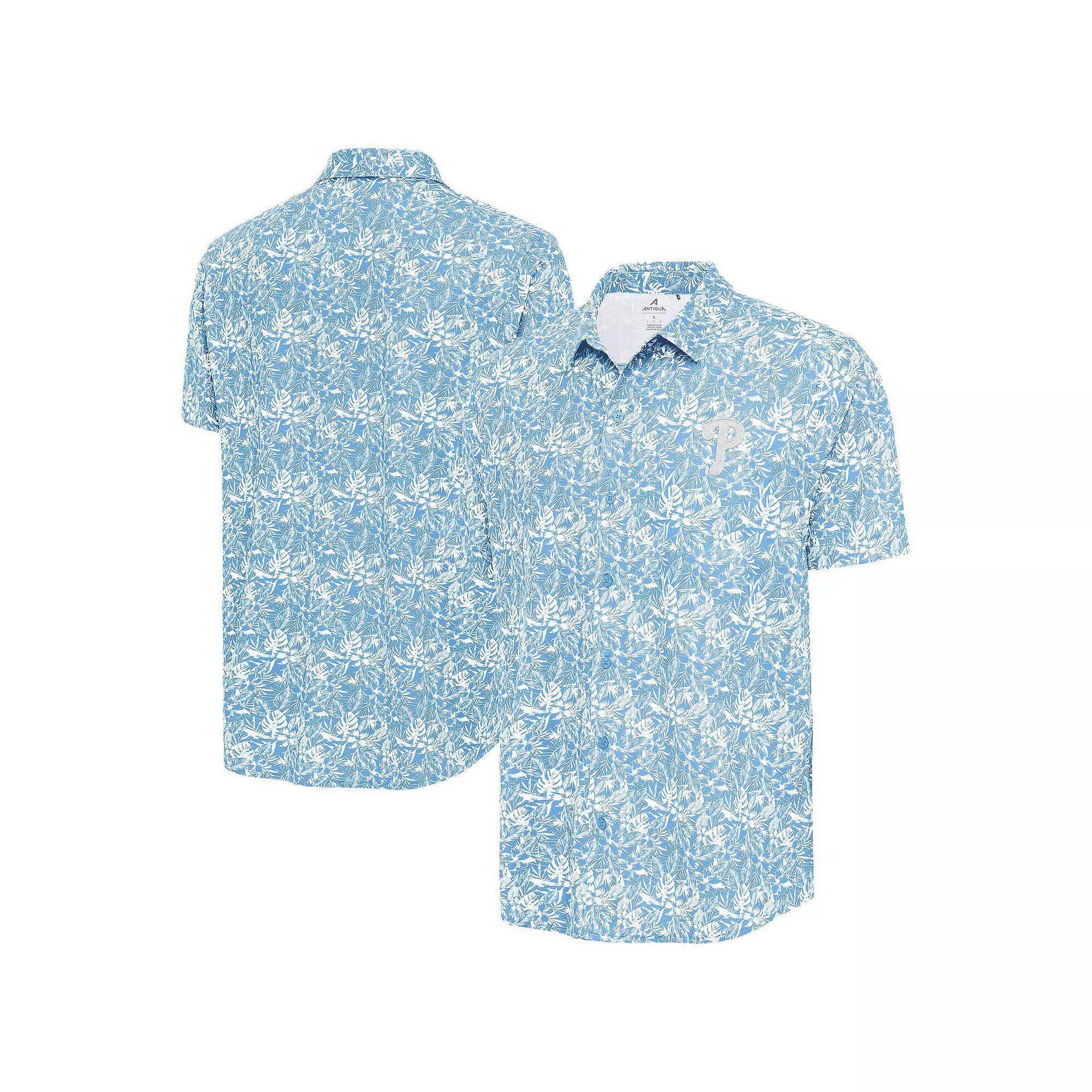 Men's Antigua Powder Blue Philadelphia Phillies Resort Button-Up Shirt,  Product Image