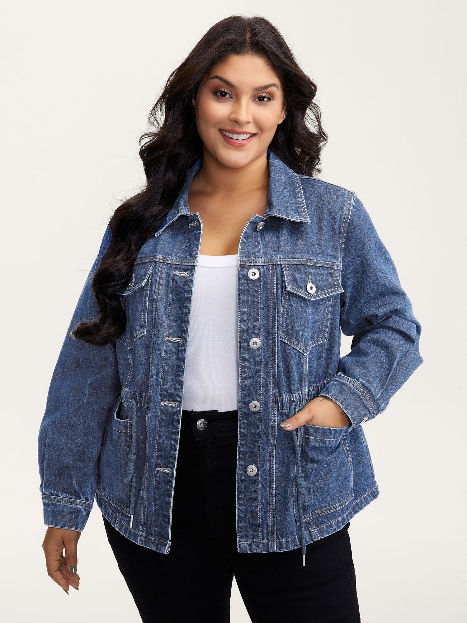 Supersoft Stretchy Waist Button-Down Denim Jacket Female Product Image