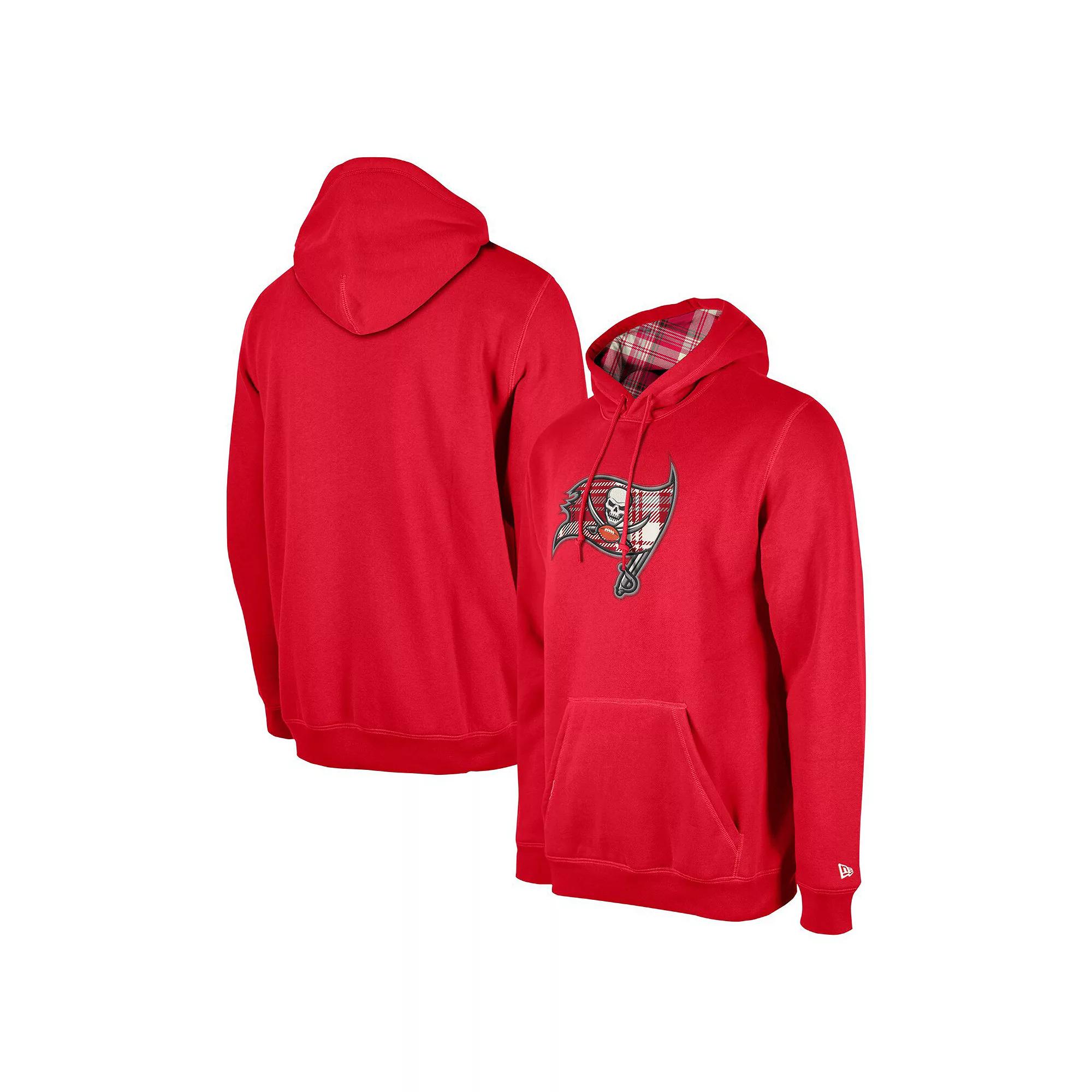 Men's New Era Red Tampa Bay Buccaneers 3rd Down Plaid Pullover Hoodie,  Product Image
