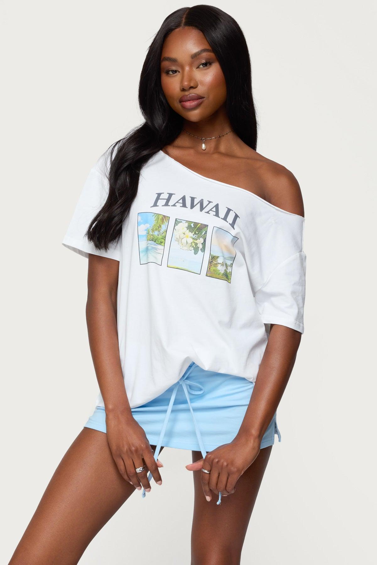 Hawaiian Babe Off Shoulder T Shirt Product Image
