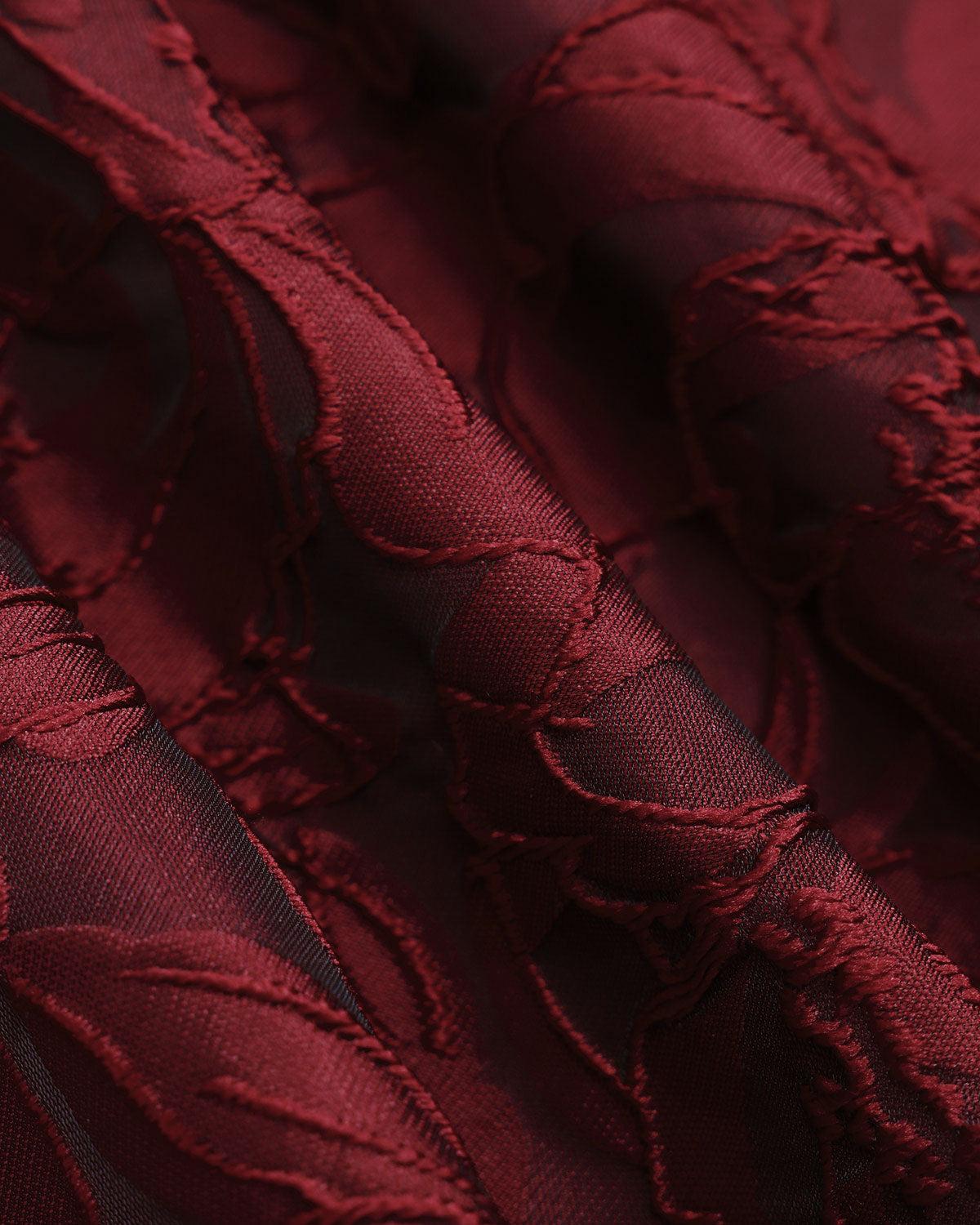 The Red Sweetheart Neck Jacquard Midi Dress Product Image