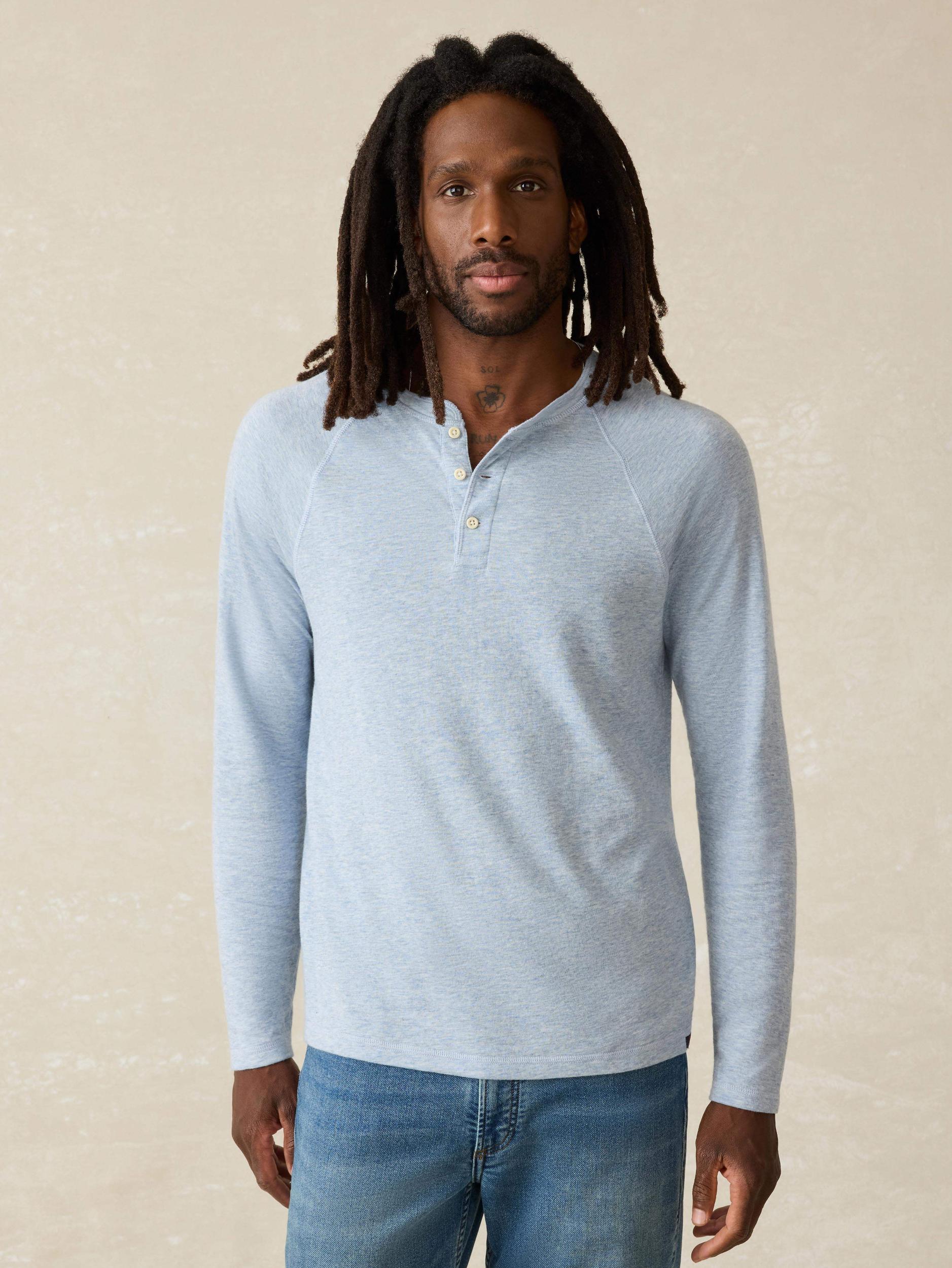Long-Sleeve Cloud Henley - Light Blue Heather Male Product Image