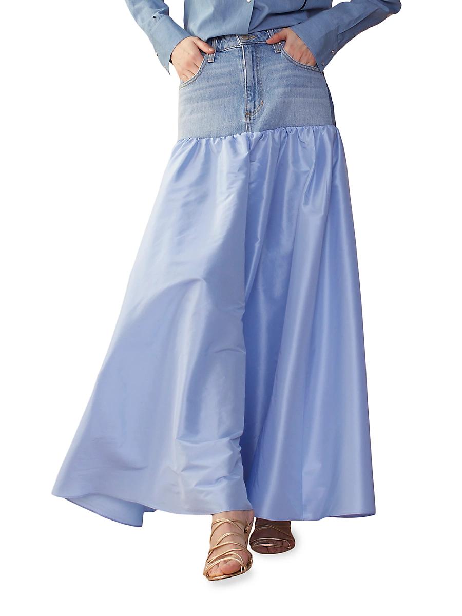 Womens Silk Taffeta & Denim Skirt Product Image