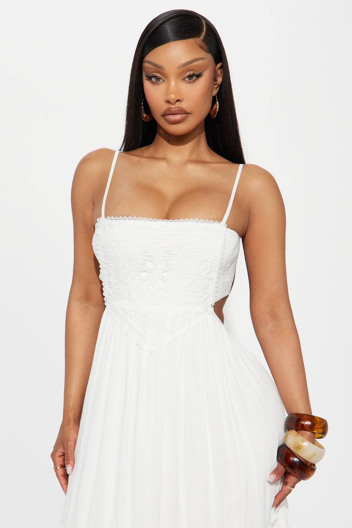 Alina Smocked Maxi Dress - White Product Image