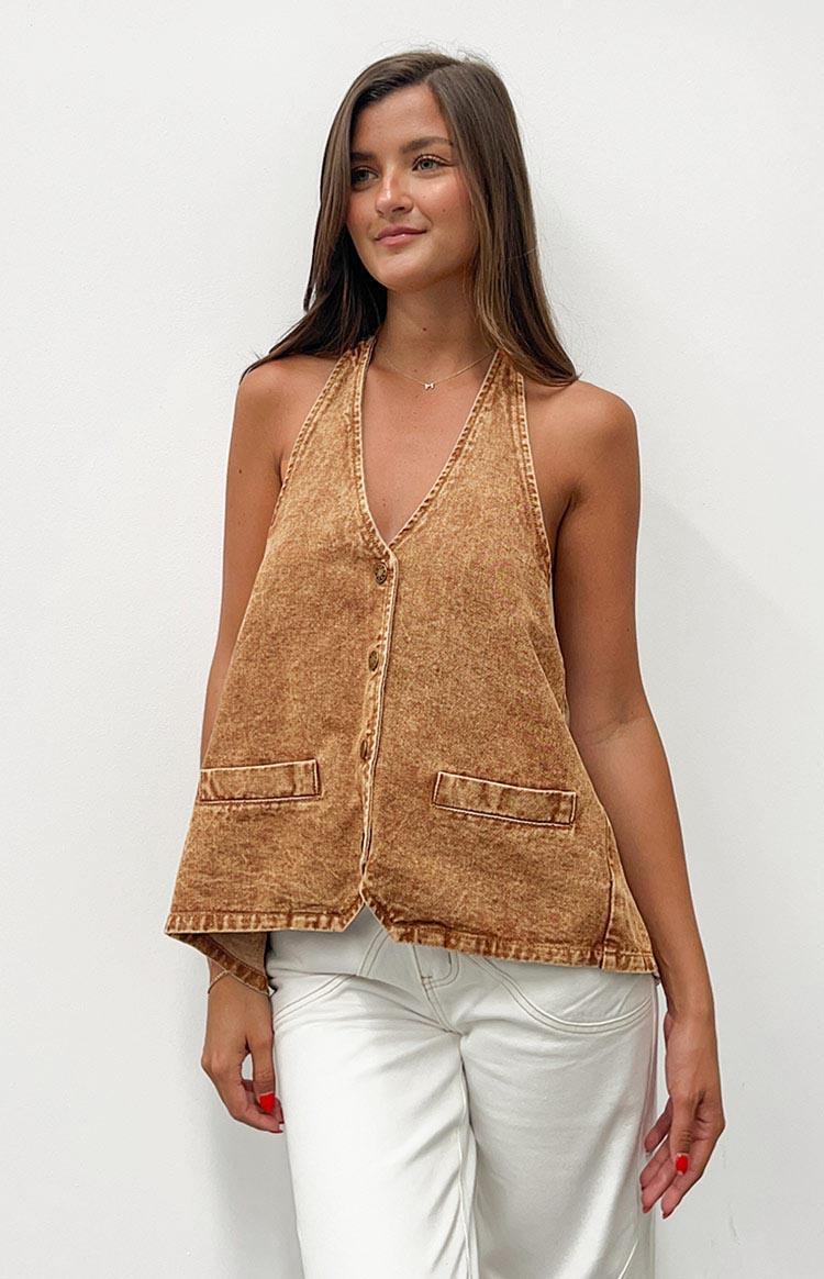 Lioness Hills Halter Stonewash Top Product Image