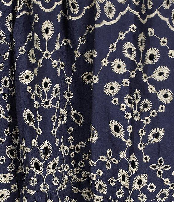 Sugarlips Rosie Eyelet Floral Split V-Neck Short Sleeve Mini A-Line Dress Product Image