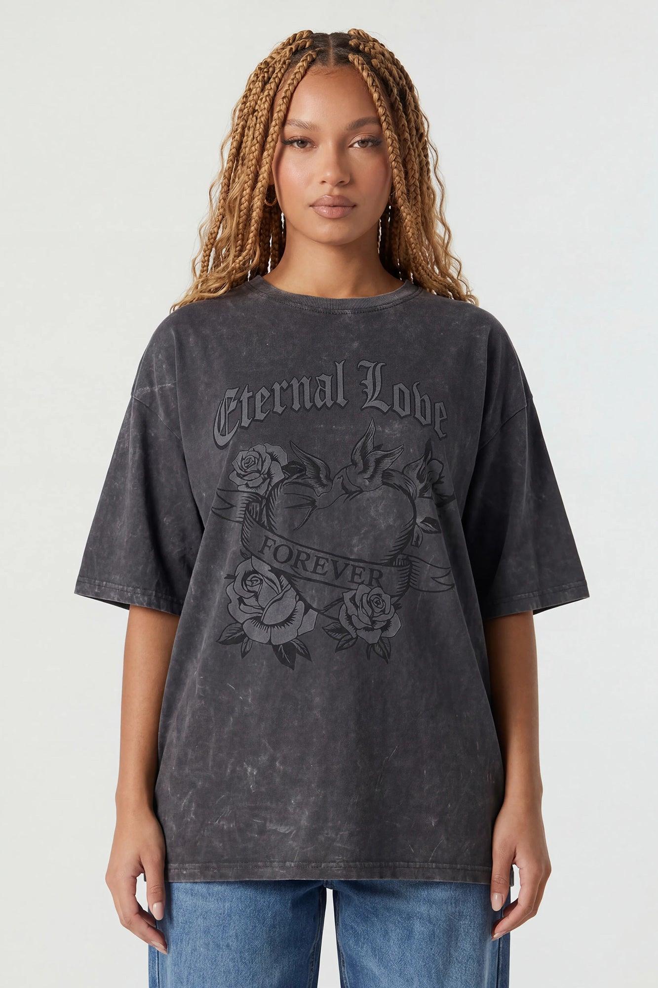 Oversized Graphic Washed T-Shirt Female Product Image