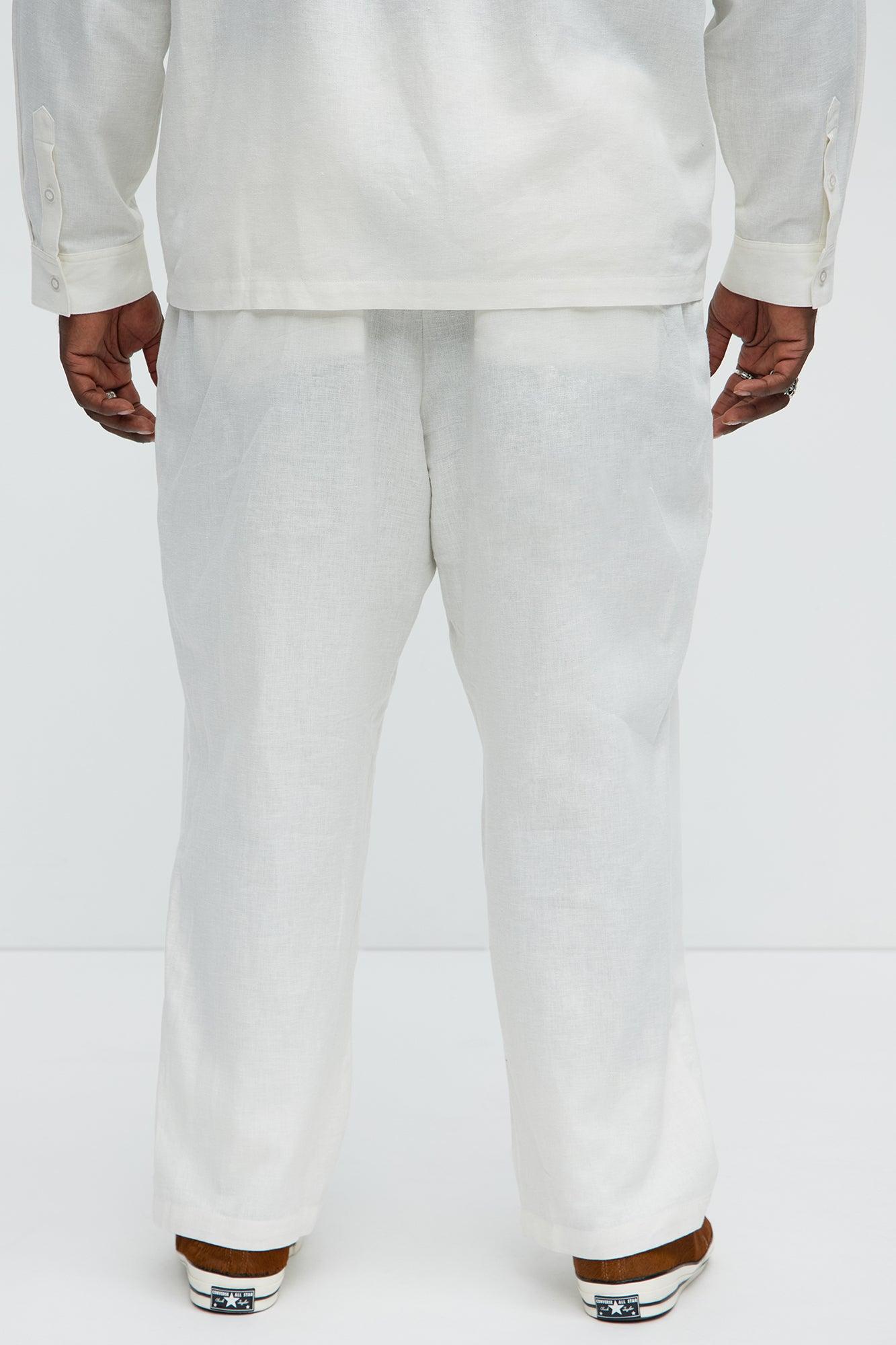 Bahamas Straight Linen Pants - White Product Image