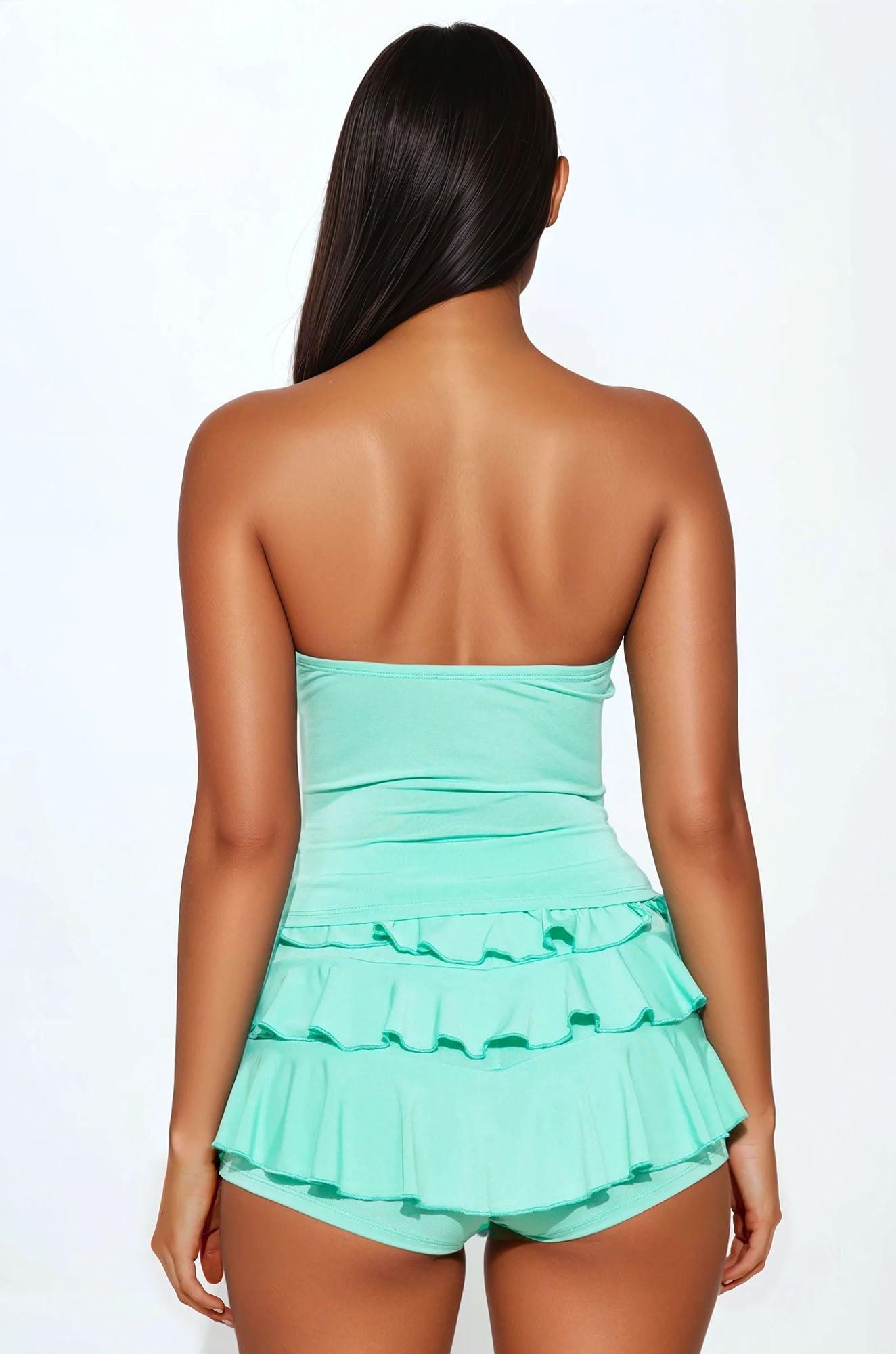 Marina Tube Top Ruffle Short Set - Aqua Female Product Image