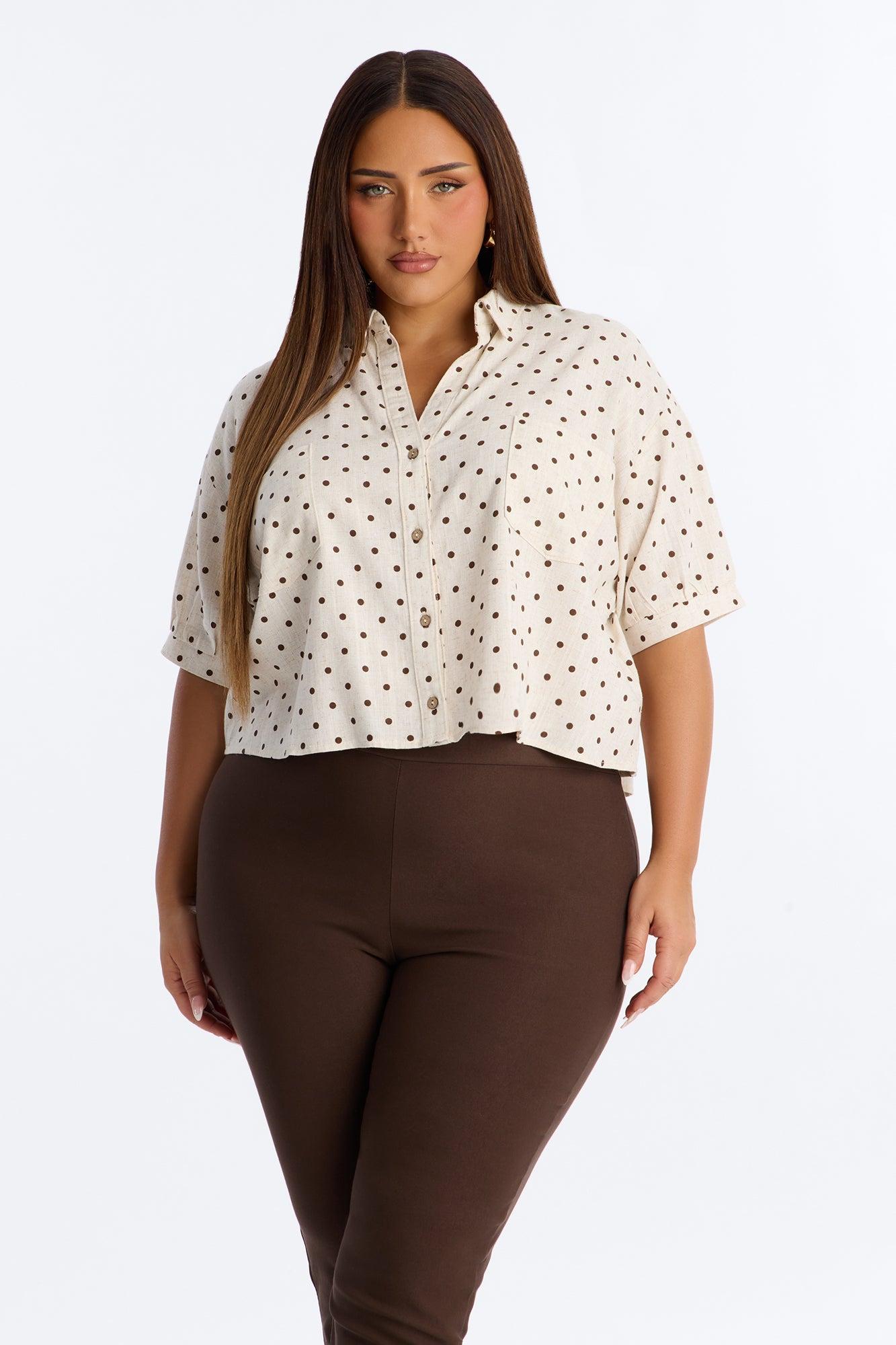 Carrie Polka Dot Linen Shirt - Oatmeal/combo Female Product Image