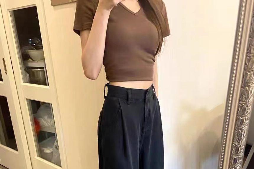 High Rise Plain Straight Leg Jeans Product Image