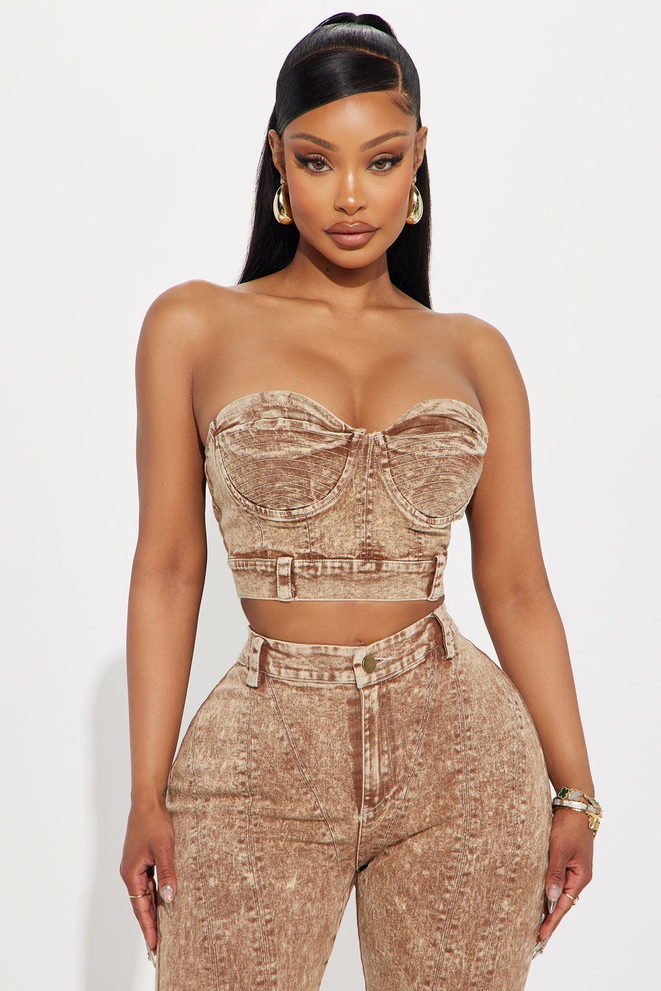 Bella Denim Pant Set - Camel Product Image