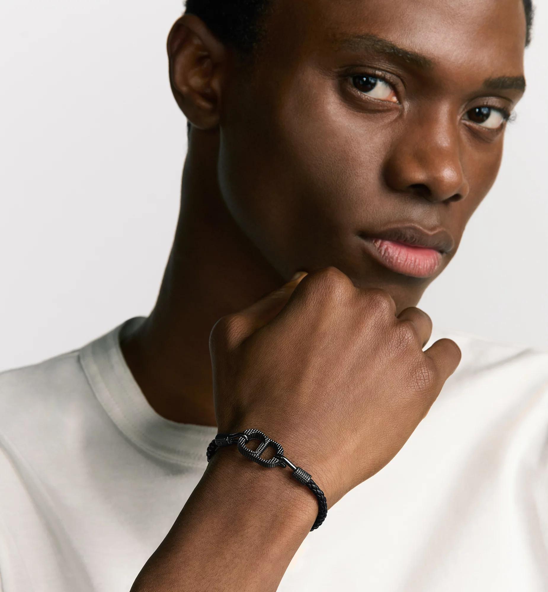 CD Icon Braided Leather Bracelet Product Image