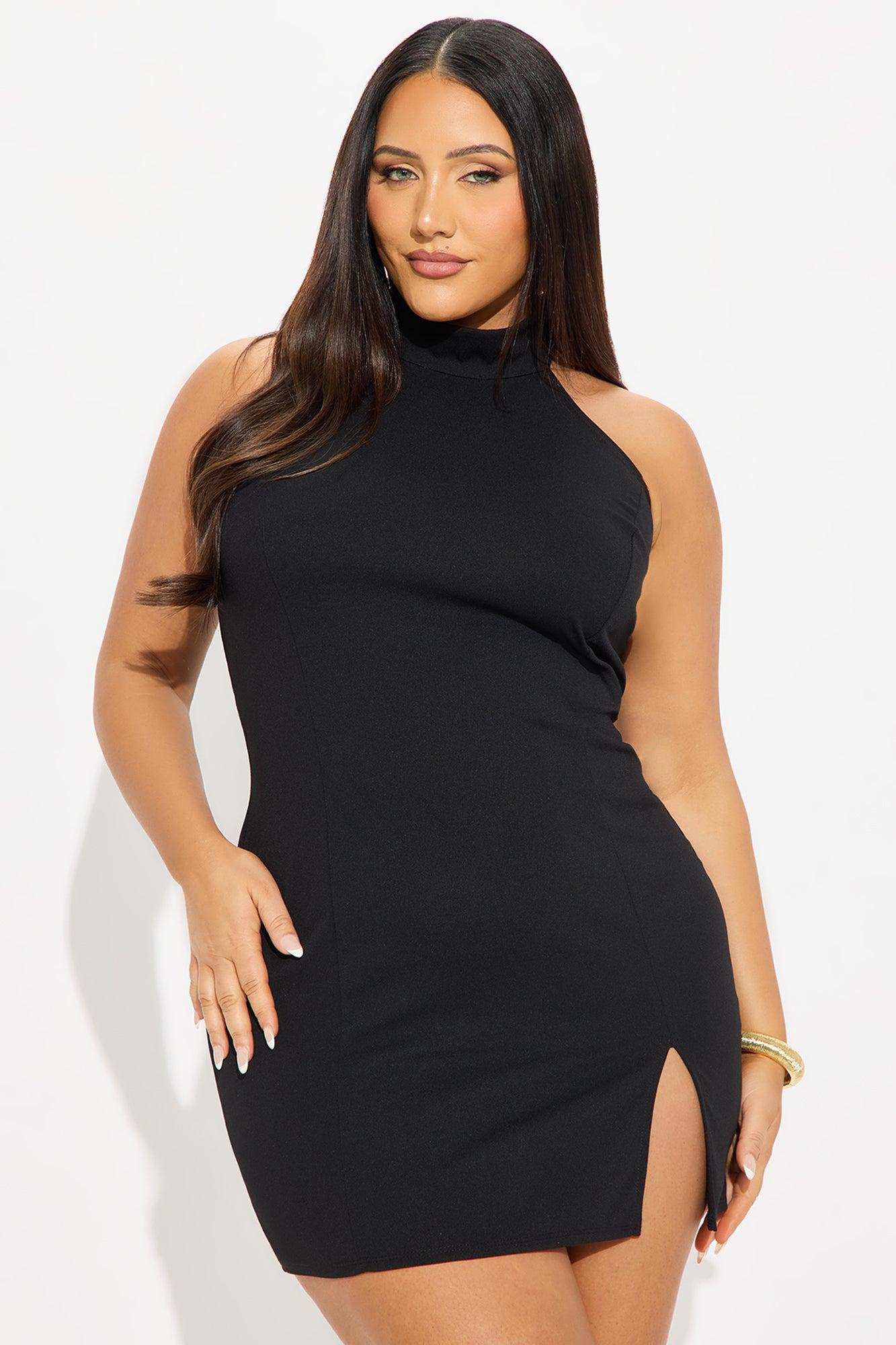Hannah Mock Neck Mini Dress - Black Female Product Image