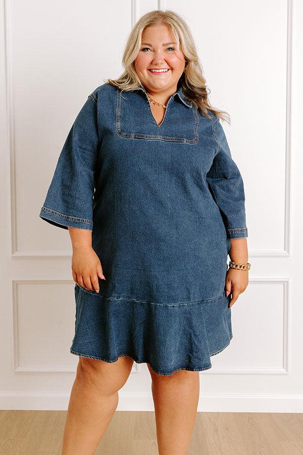 Simply Sweet Denim Mini Dress Curves Product Image