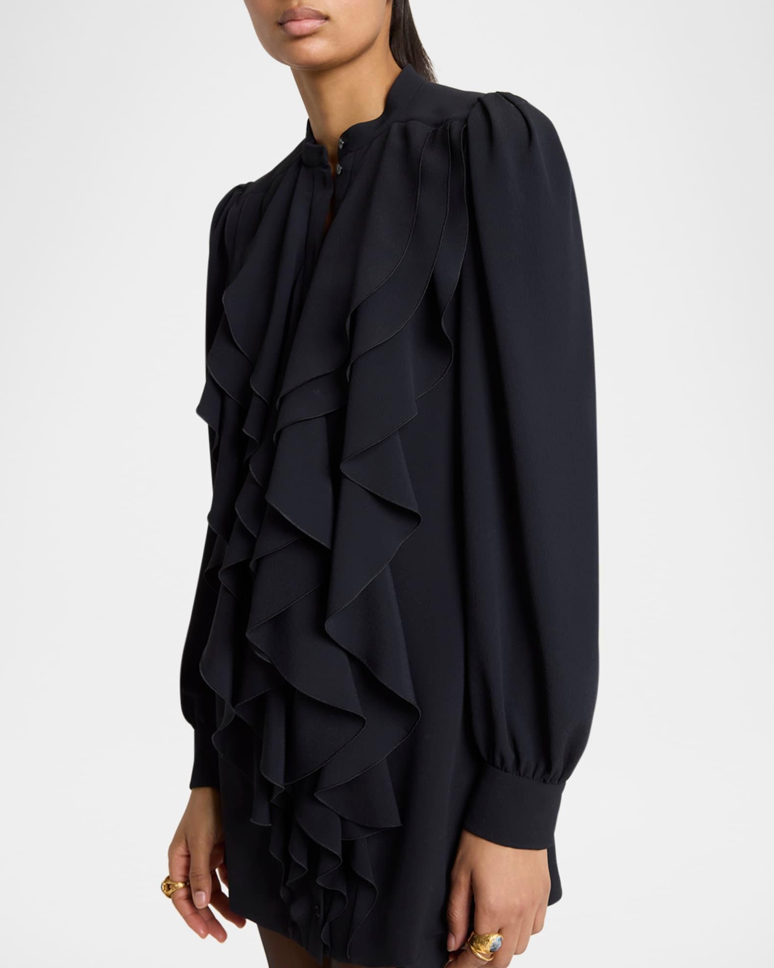 Ruffle Front Long-Sleeve Mini Dress Product Image