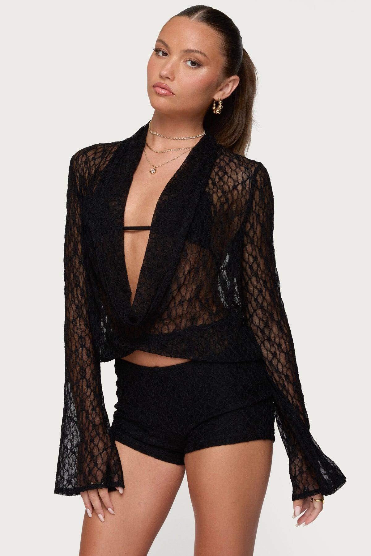 Lera Lacey Sheer Mesh Top Product Image