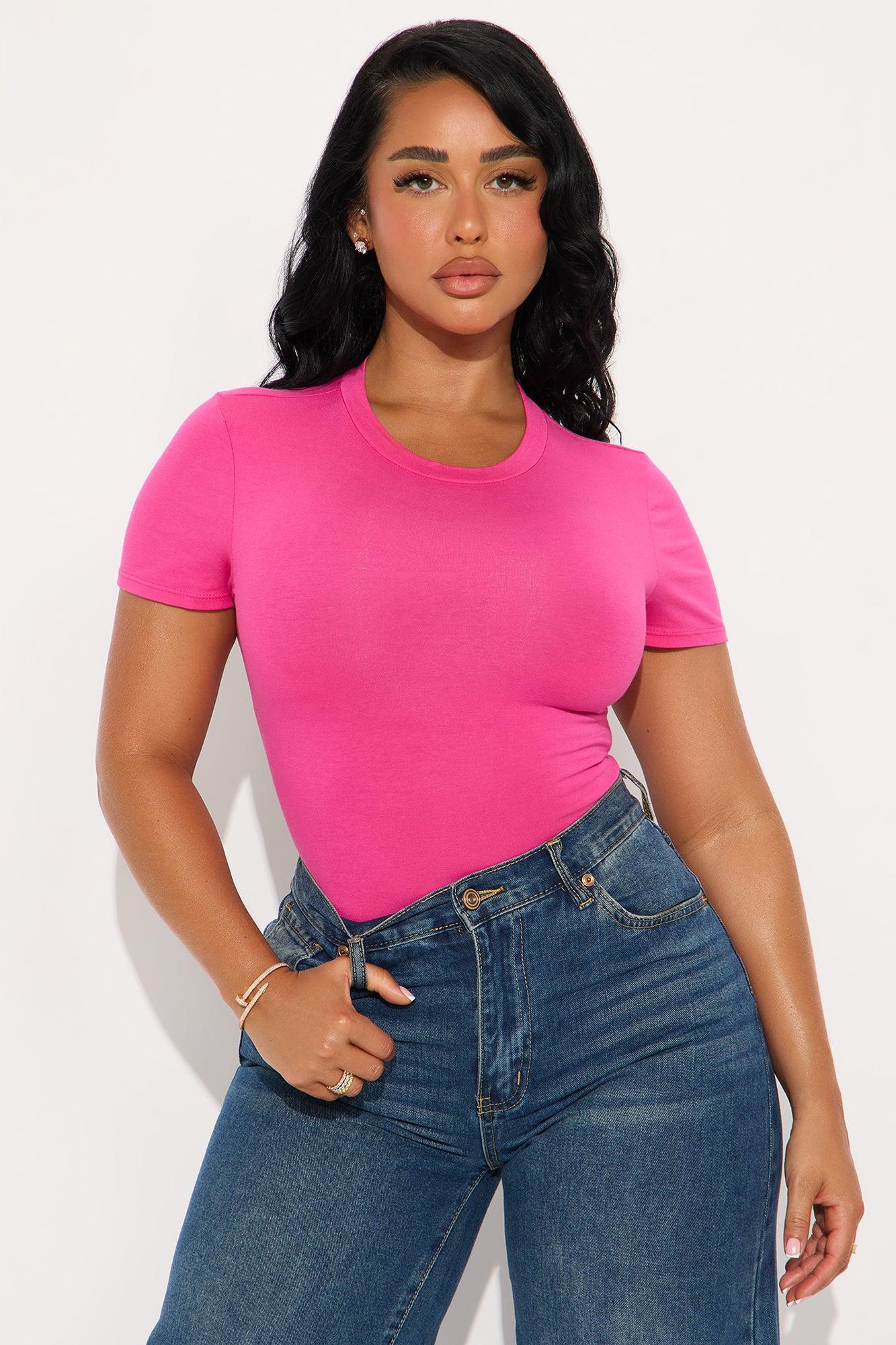 Cambria Short Sleeve Bodysuit - Fuchsia Female Product Image