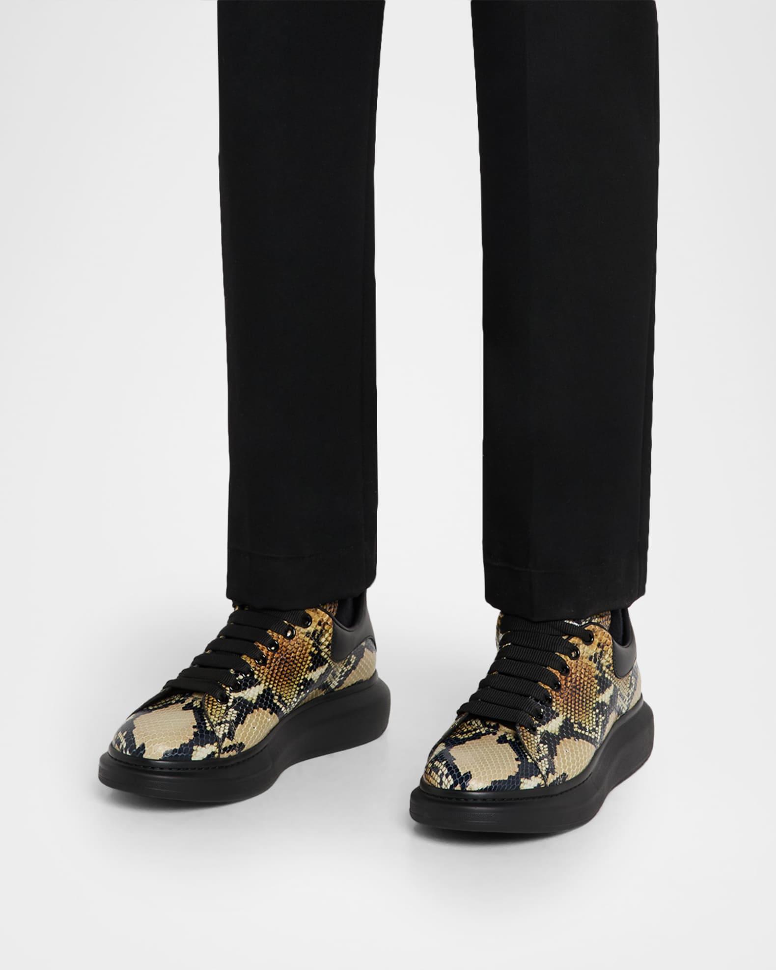 Men's Oversized Python-Effect Leather Sneakers Product Image