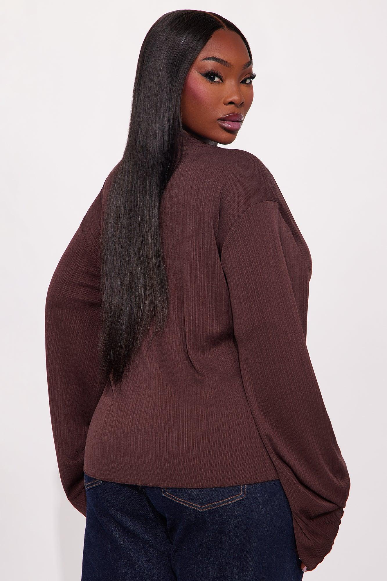 Sunset Cruise Long Sleeve Flyaway Top - Brown Female Product Image